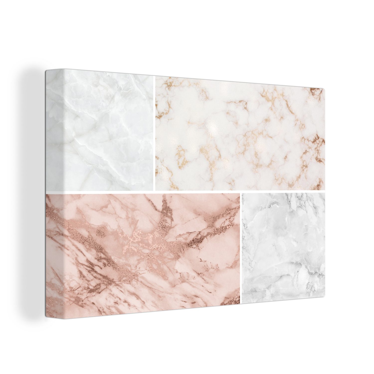 OneMillionCanvasses® Leinwandbild Marmor - Rose - Luxus, (1 St), Wandbild Leinwandbilder, Aufhängefertig, Wanddeko, 30x20 cm