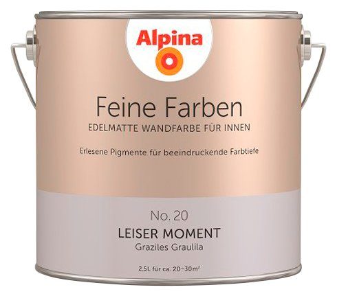 Alpina Wand- und Deckenfarbe Feine Farben No. 20 Leiser Moment, Graziles Graulila, edelmatt, 2,5 Liter Melodie der Anmut No. 19