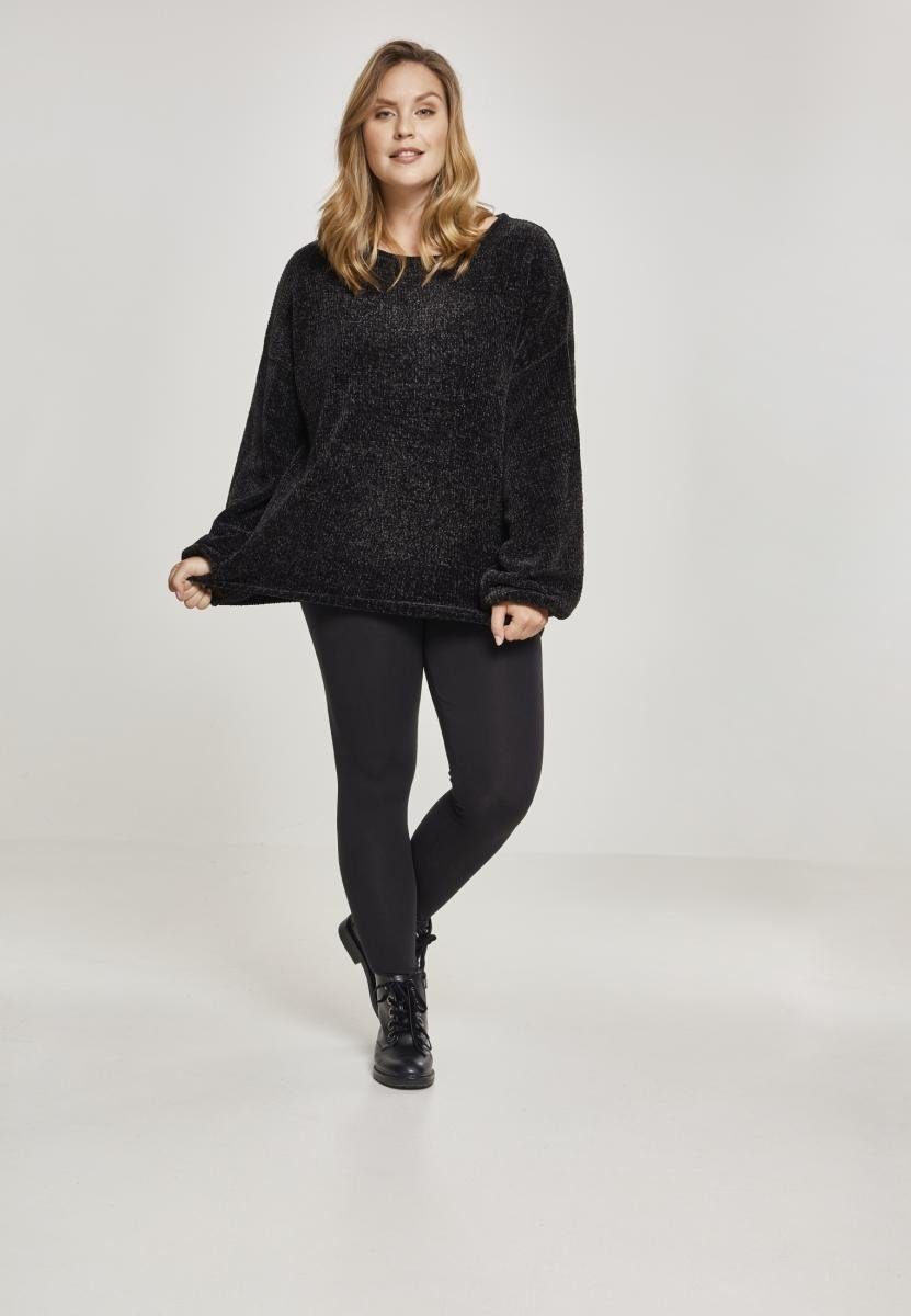 Oversize Kapuzenpullover Chenille black URBAN Chenille Oversize Sweater TB2354 Ladies Damen CLASSICS (1-tlg)