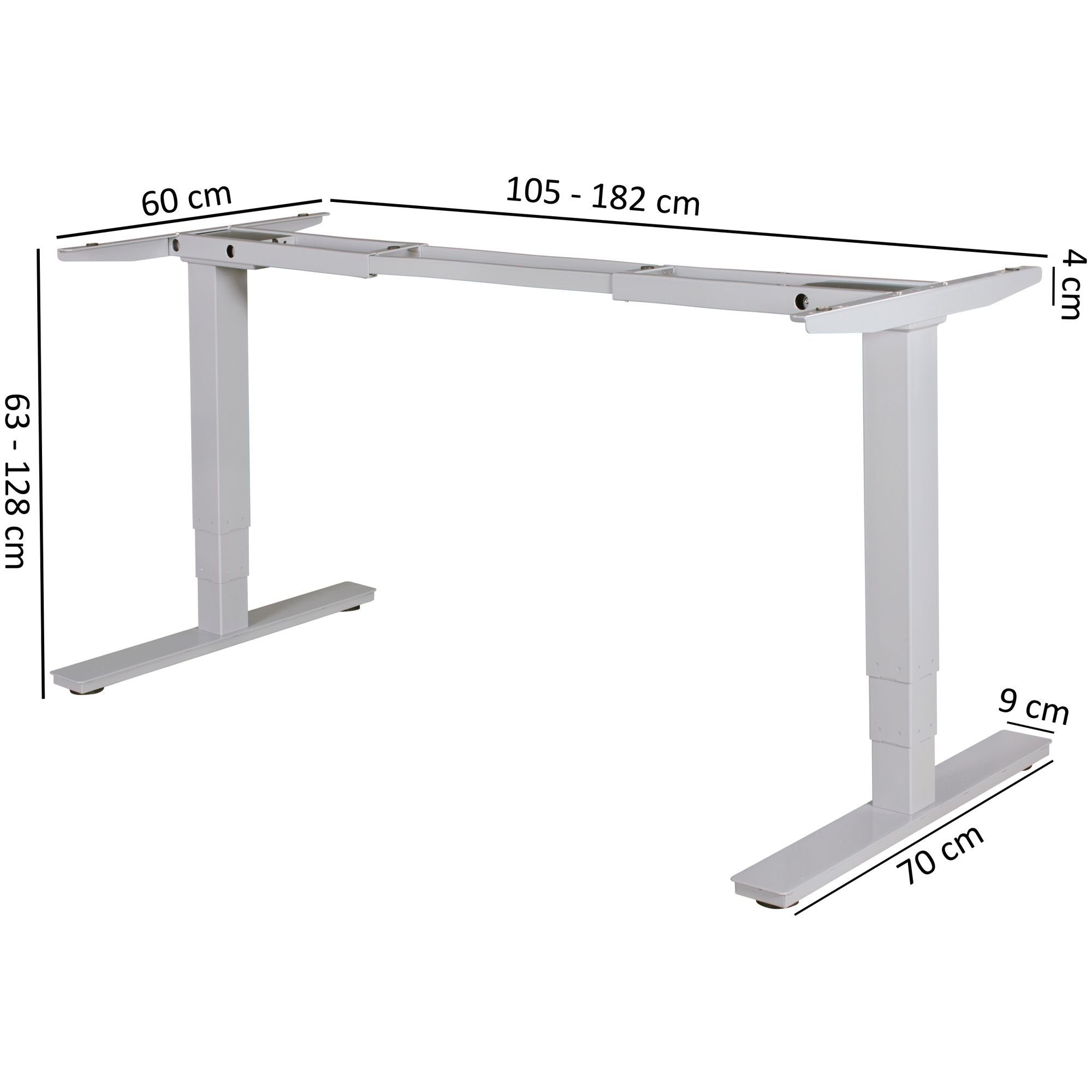 Gestell Tischgestell Memory Funktion, Grau FINEBUY | SuVa11254_1 Schreibtisch Silber Silber), (Elektrisch Höhenverstellbares mit Schreibtischgestell
