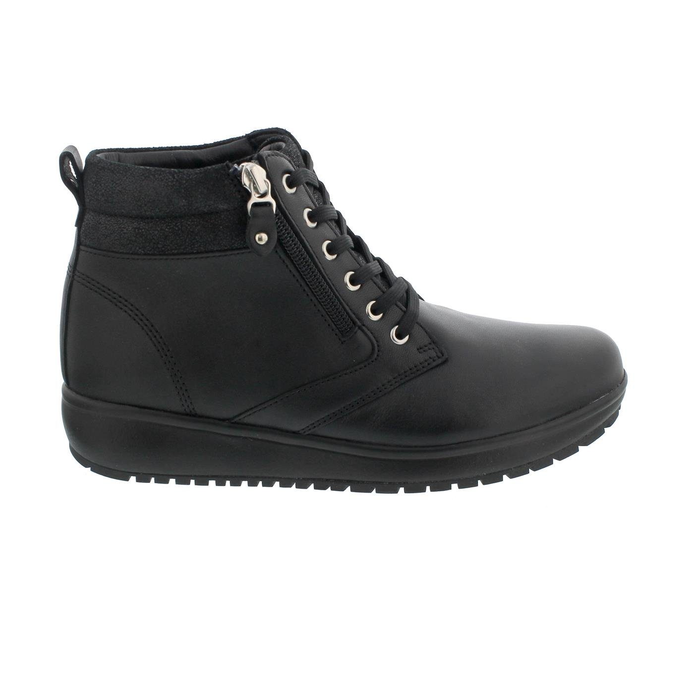 Joya Joya WILMA II Black Boot, Full-Grain Leather /Velour/ Textile, SENSO-S Schnürstiefel