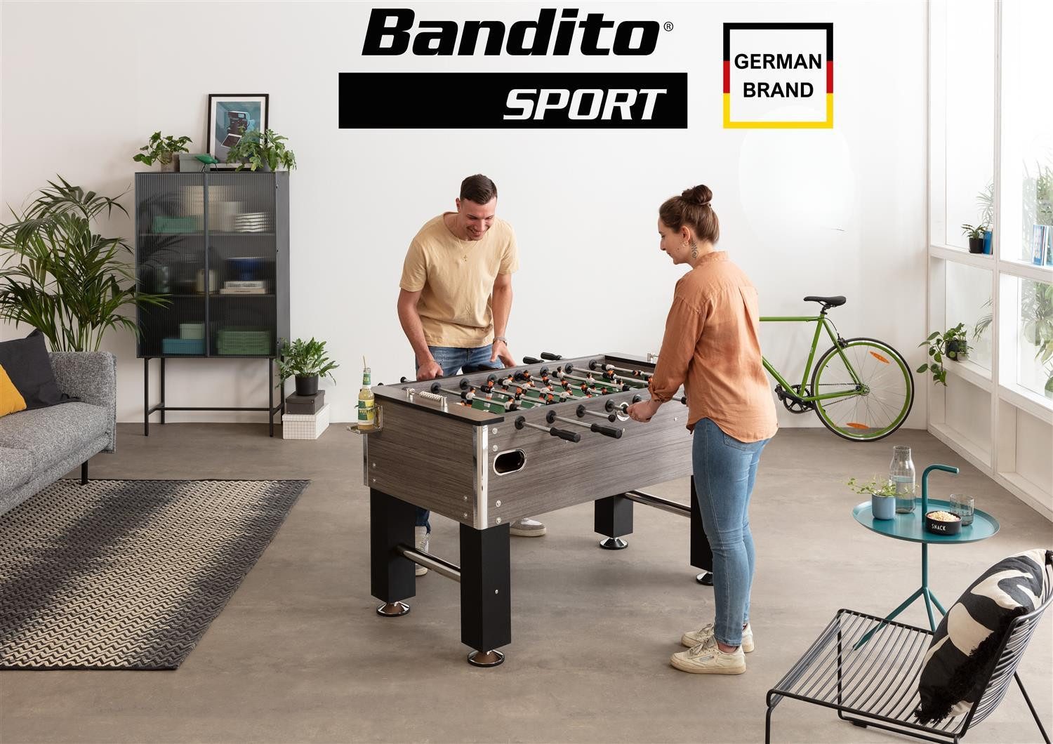 Bandito Kickertisch Tischkicker Profi Soccer Deluxe in holzdekor, 140 x 134 x 88 cm, Tischkicker Kickertisch – Bild 3 von 5