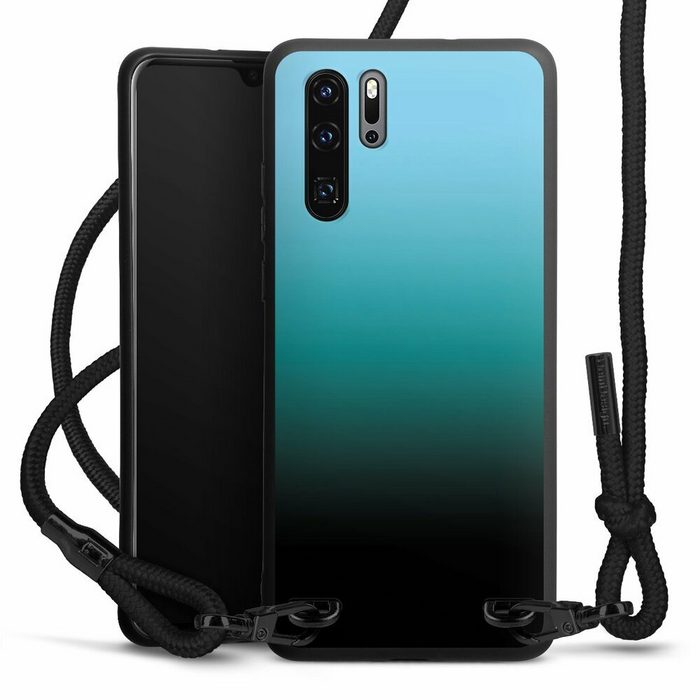 DeinDesign Handyhülle zweifarbig Farbverlauf schwarz Modern Darkness Huawei P30 Pro Premium Handykette Hülle mit Band Case zum Umhängen
