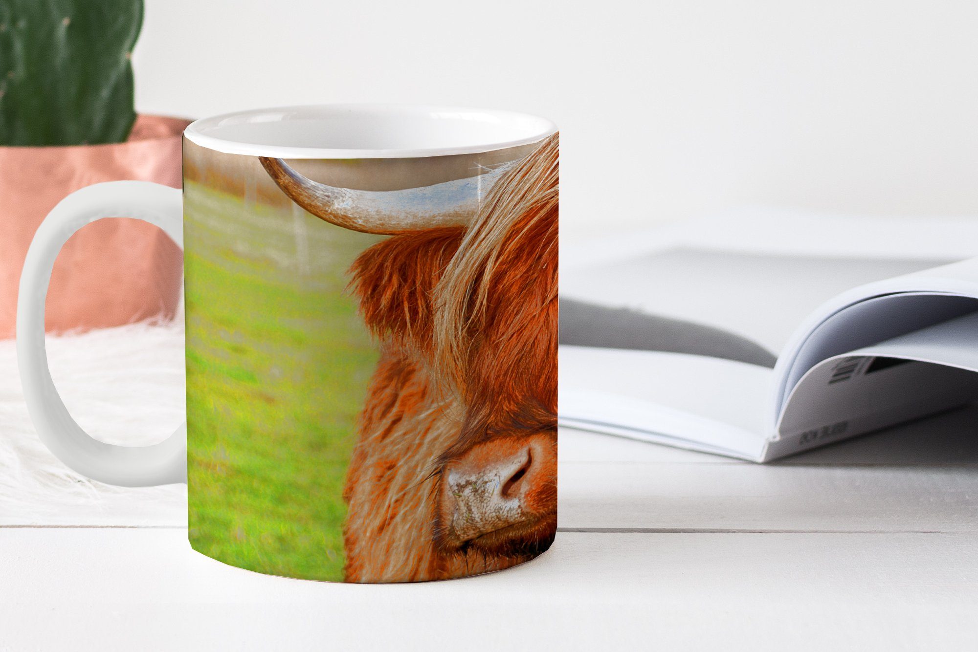 MuchoWow Tasse Schottischer Baum, Teetasse, Kaffeetassen, Geschenk - - Becher, Highlander Keramik, Teetasse, Gras