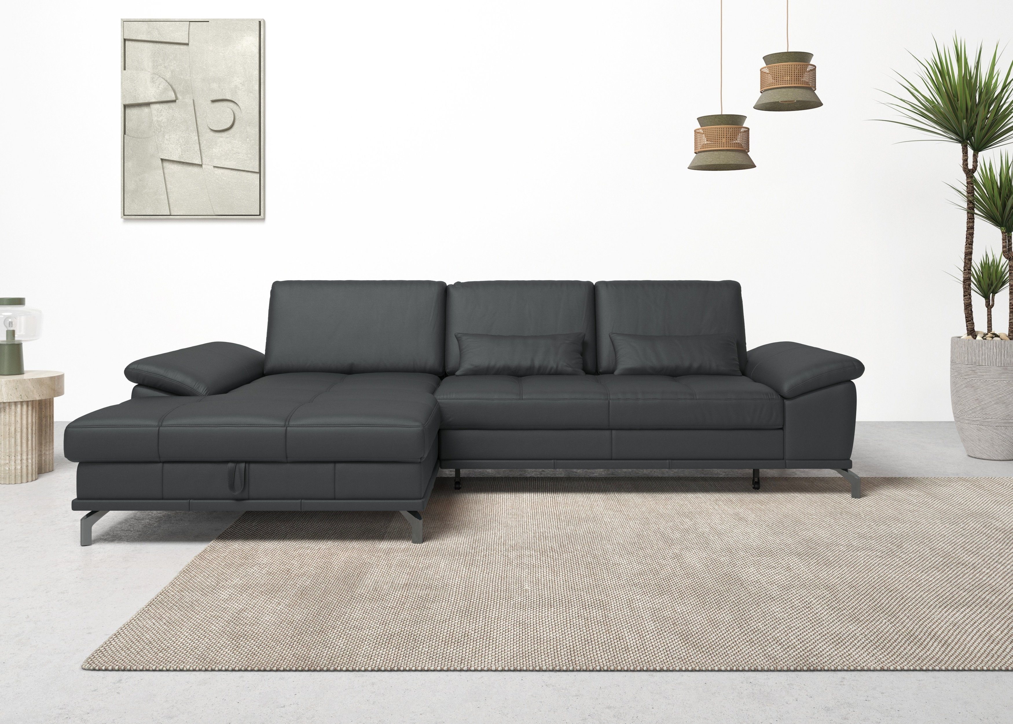 OTTO home Ecksofa Costello L-Form, B: 301 cm mit Sitztiefen-, Armteilverstellung &, 3 Nierenkissen, optional Bettfunktion & Bettkasten