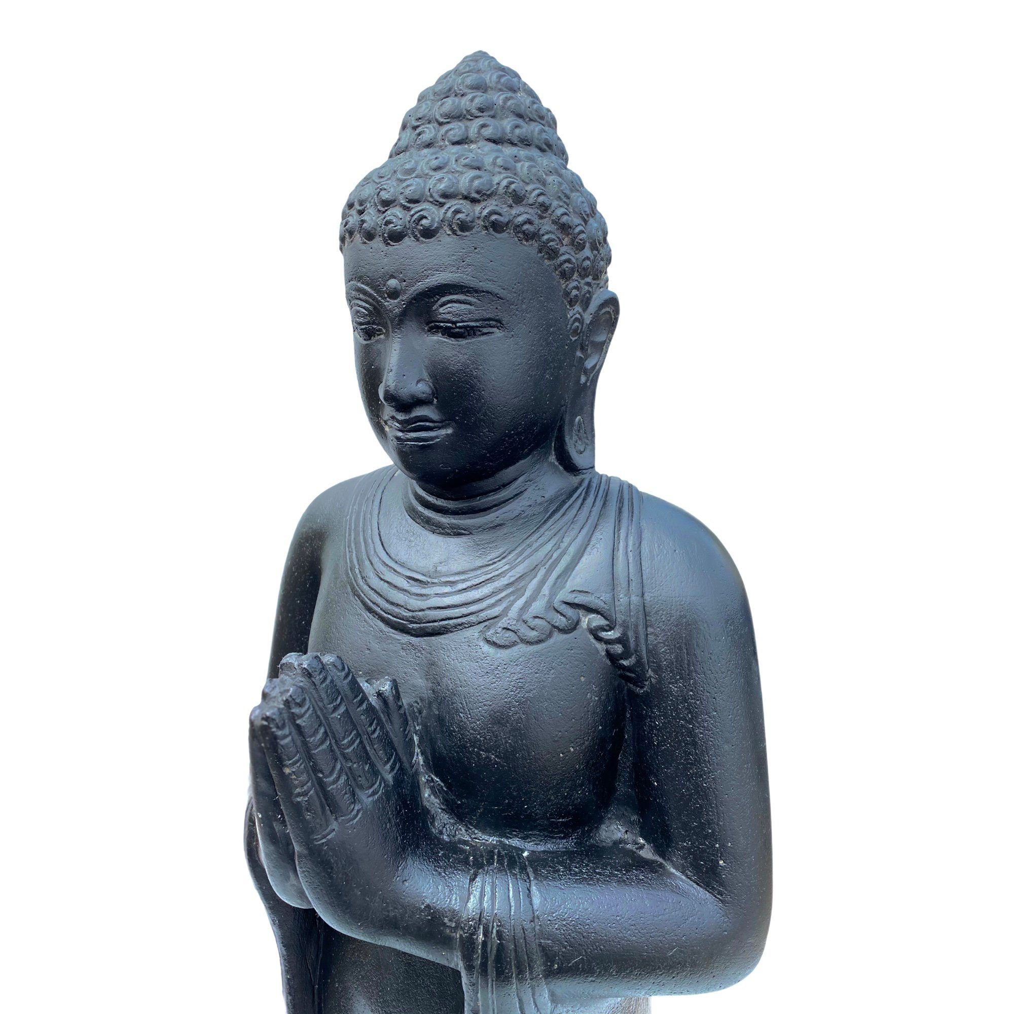 FaHome Gartenfigur Buddha Figur Stehend Stein Lavasand Figuren Skulptur  120cm, Wetterfest