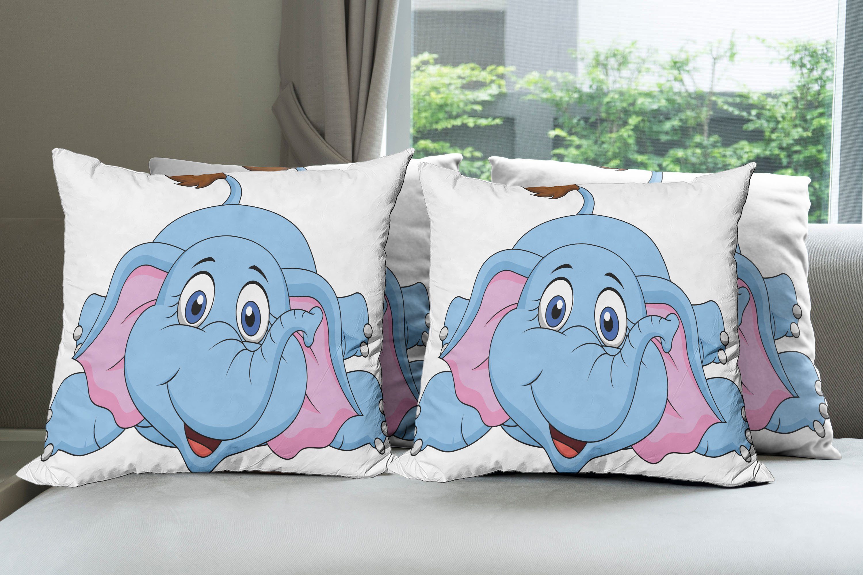 Kissenbezüge Modern Accent Doppelseitiger Abakuhaus (4 Kinder Digitaldruck, Karikatur Baby-Elefant Stück)