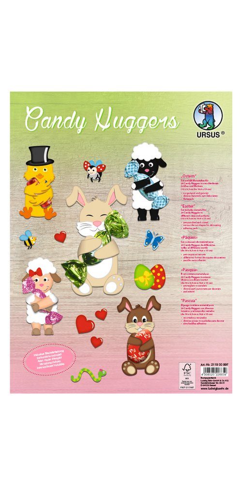 Ursus - Ludwig Bähr Motivpapier Stanzbogen-Bastelset Candy Hugger, 24 Stück