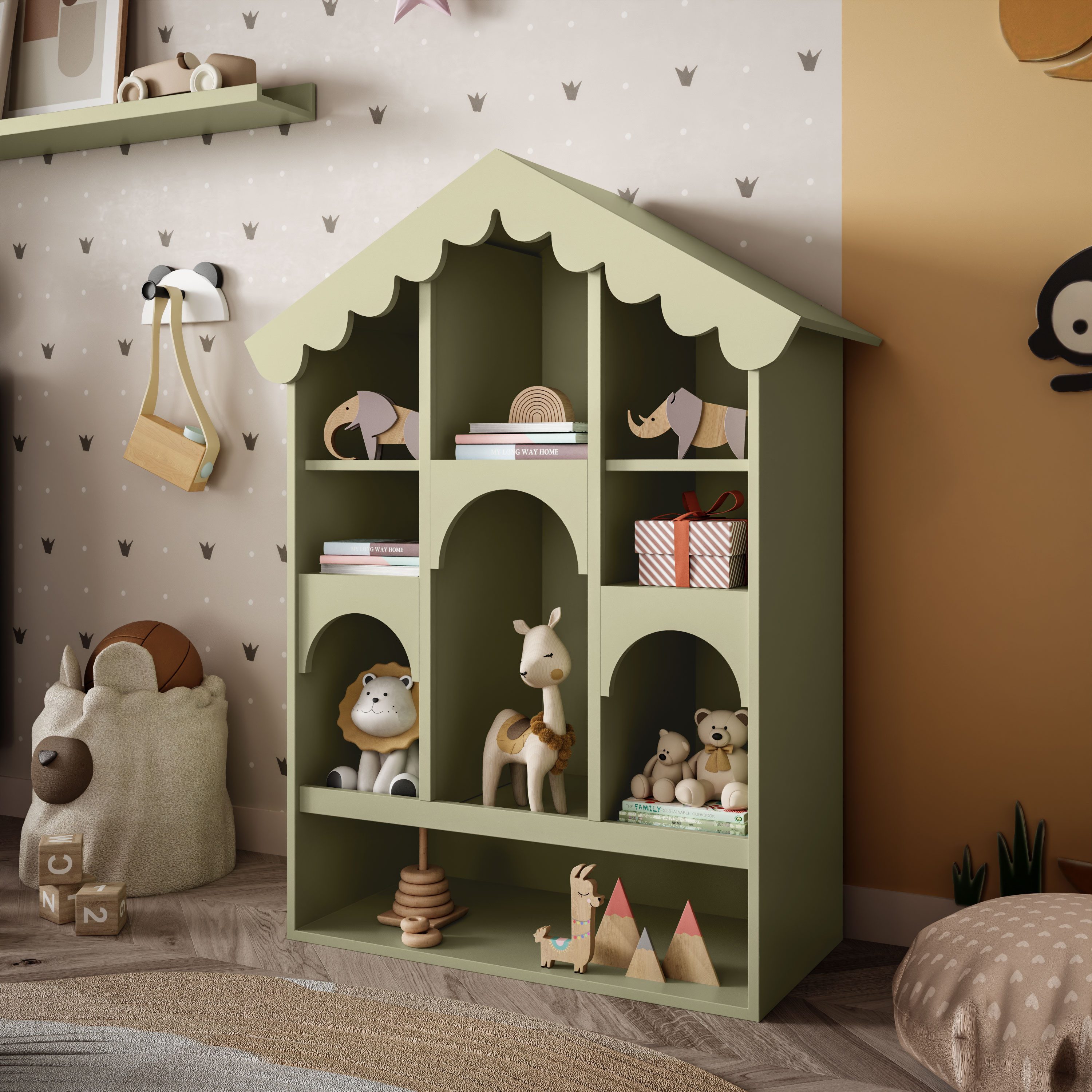 Lookway Puppenhaus BABUSHKA Puppenhaus für Kinder – Großes Spielhaus aus Holz, (1x Puppenhaus), Breite: 90 cm