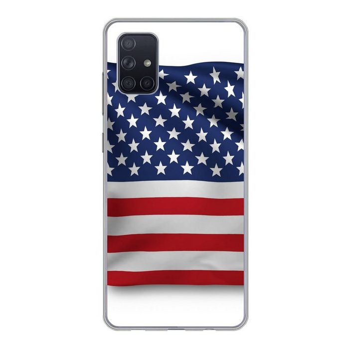 MuchoWow Handyhülle Flagge der Vereinigten Staaten auf weißem Hintergrund Phone Case Handyhülle Samsung Galaxy A71 Silikon Schutzhülle
