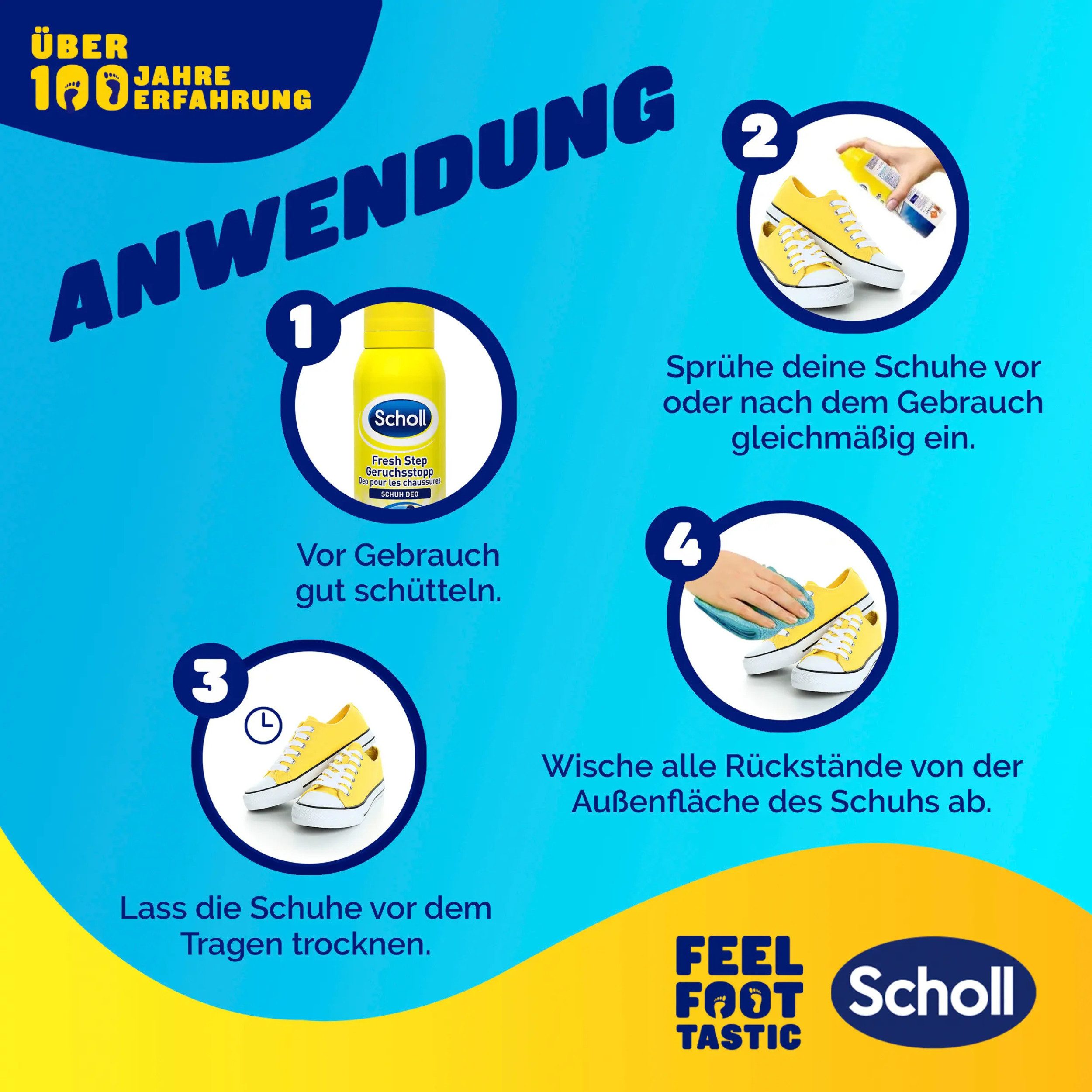 Scholl Schuhdeo Fresh Step (Duo-Set, - 2er Pack), Sofortige Frische & 24h Geruchsschutz – ideal für Alltag & Sport