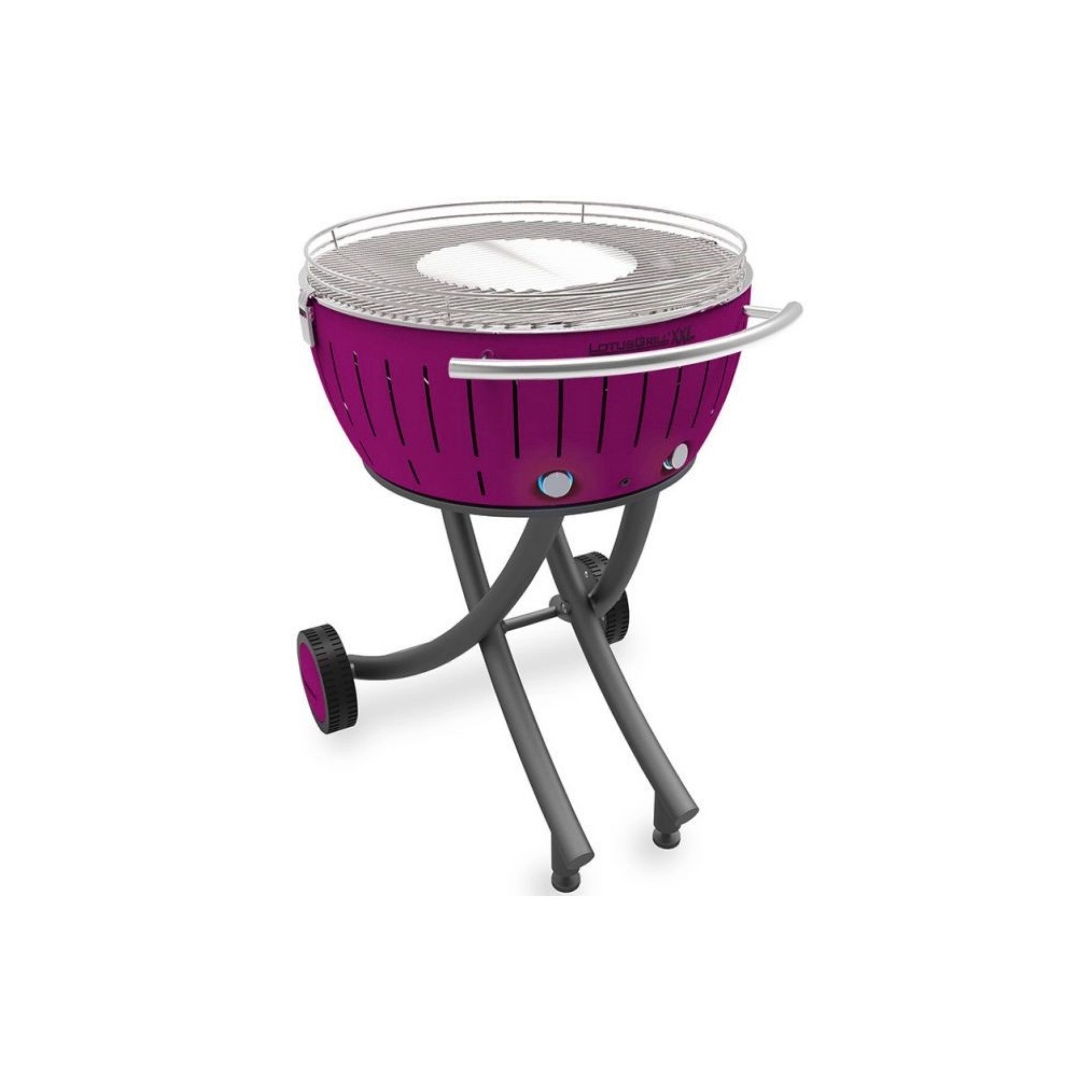 LotusGrill Holzkohlegrill LotusGrill XXL G600 Gartengrill 21,8kg Pflaumenlila mit USB Anschluss