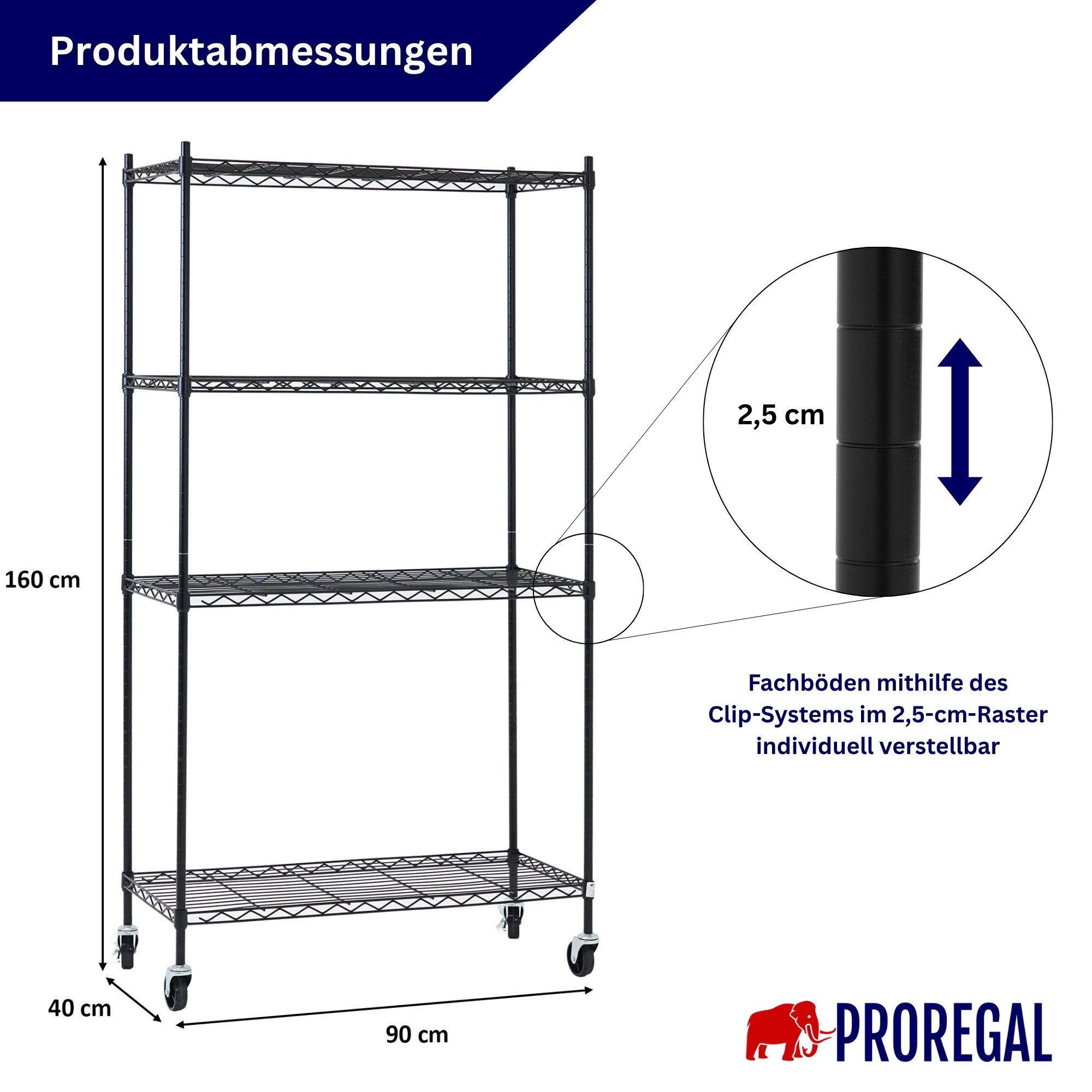 PROREGAL® Standregal Gitterregal HADES mit Rollen – Bild 2 von 5