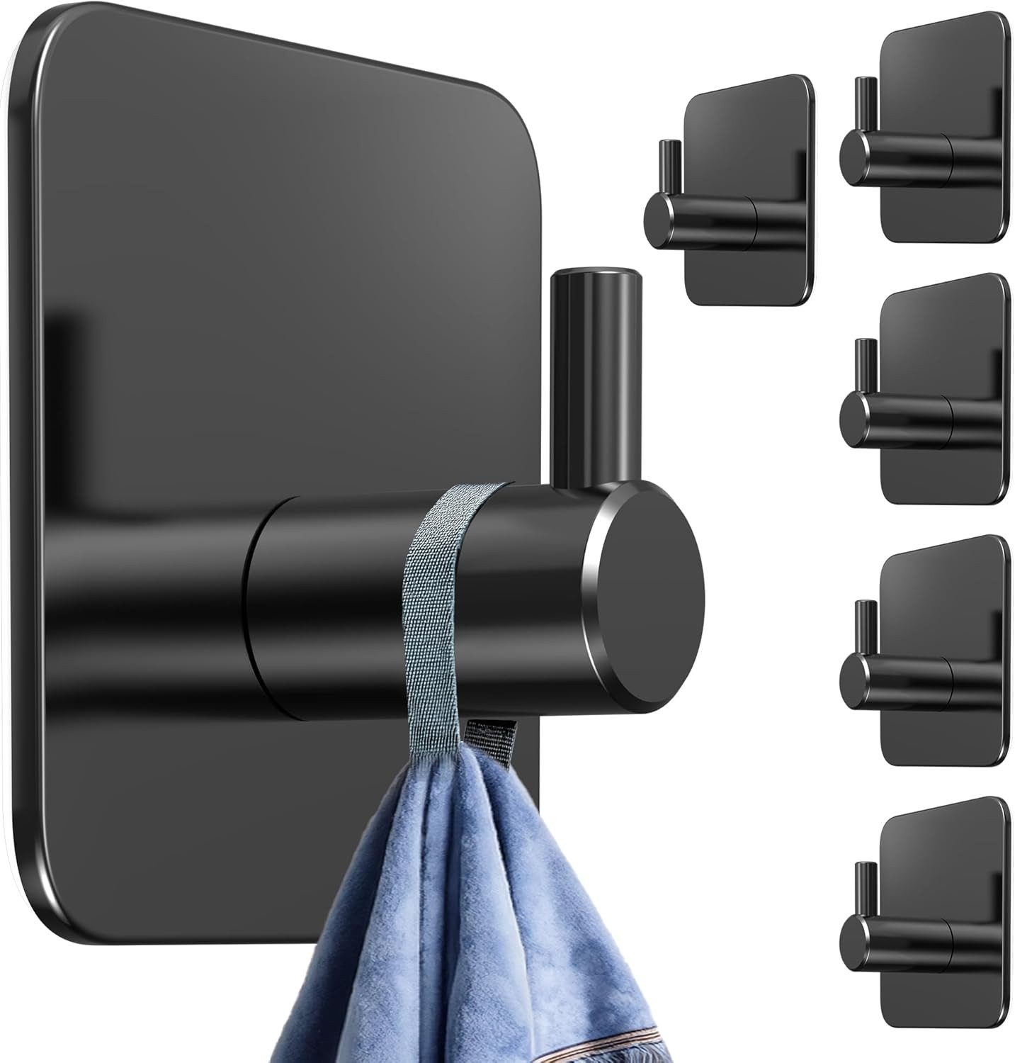 Forrlite Garderobenhaken Kleiderhaken, Kleiderhaken zum Schrauben, Wandgarderobe (Haken für Akustikpaneele, Schlafzimmer, Wohnzimmer, Badezimmer, (6-St), Wandhaken für Garderobe, Jacken, Hut, Metall, Schwarz)