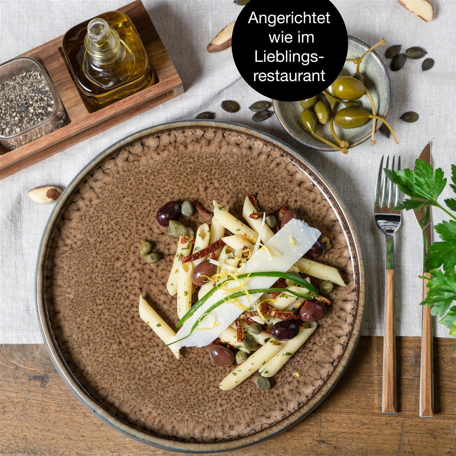 Moritz & Moritz Tafelservice Moritz & Moritz SOLID 4x Dinnerteller Beige (4-tlg), 4 Personen, Steinzeug, Geschirrset zum Servieren