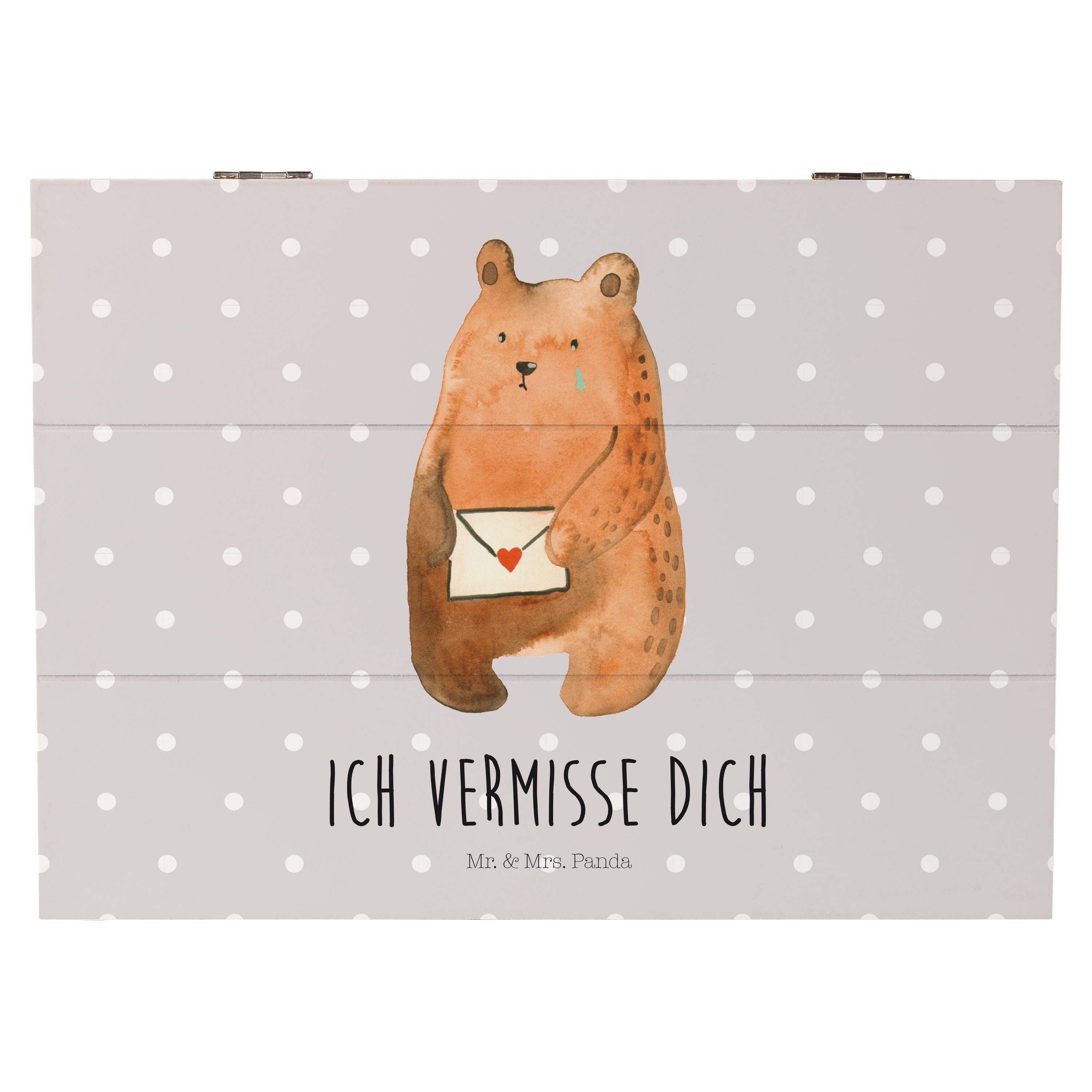 Dekokiste Liebesbrief-Bär - Grau Pastell - Geschenk, Teddy, Aufbewahrungsbox, T