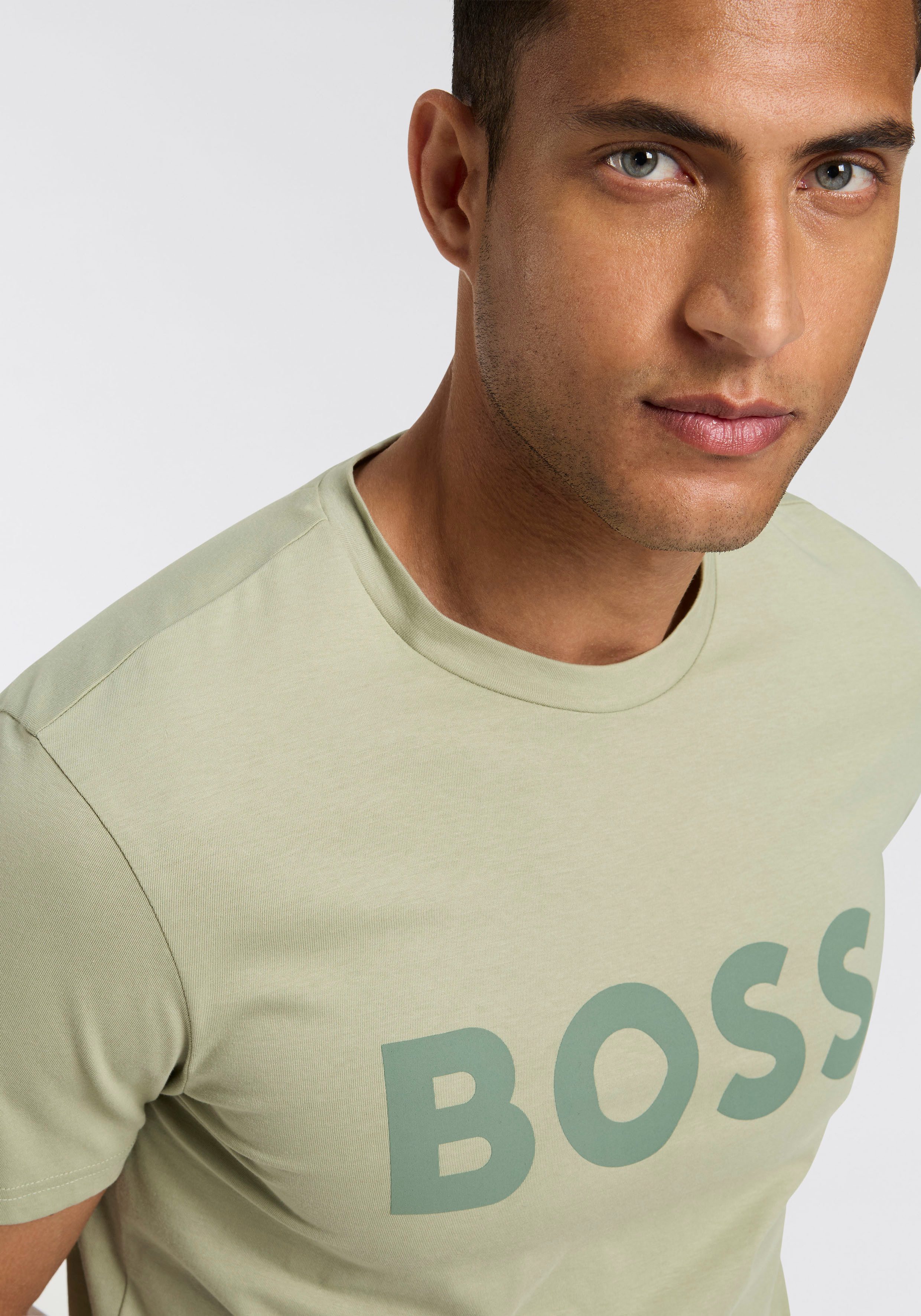 BOSS ORANGE T-Shirt Thinking (1-tlg) Rundhalsausschnitt, Regular Fit, großer Logodruck