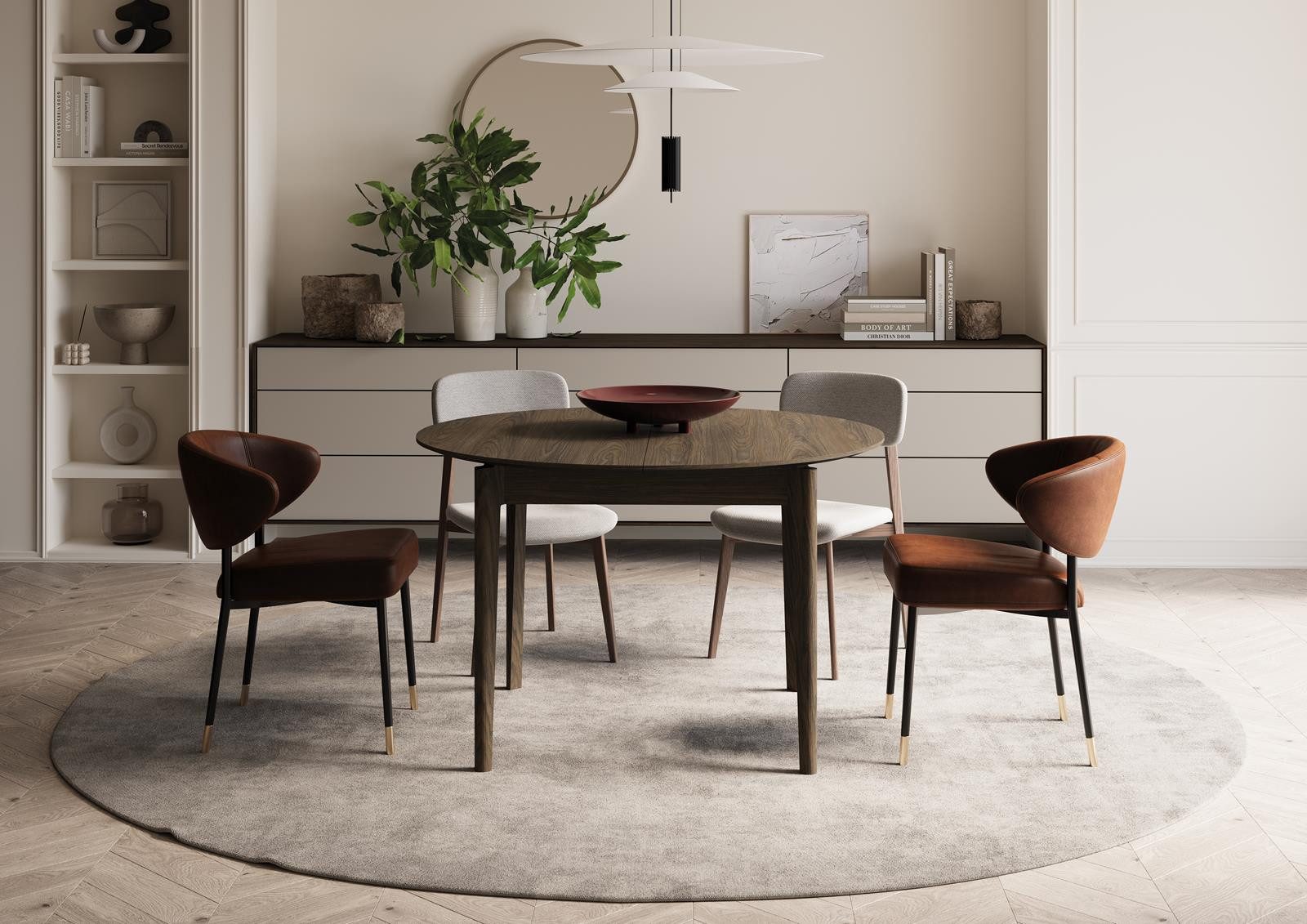 Compleo Esstisch Ausziehbar Rund Ø: 90 cm PAPHO, Ideal für modernes Wohnzim günstig online kaufen