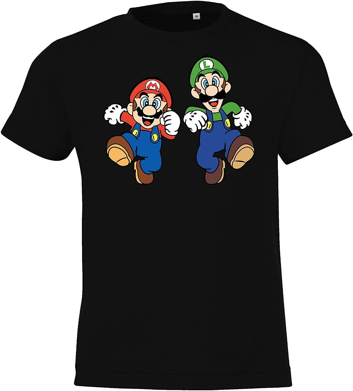Luigi & Print Designz mit Schwarz Kinder T-Shirt Youth Baby T-Shirt modischem Mario