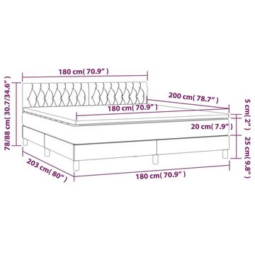 vidaXL Bettgestell Boxspringbett mit Matratze Creme 180x200 cm Stoff Bett Bettgestell