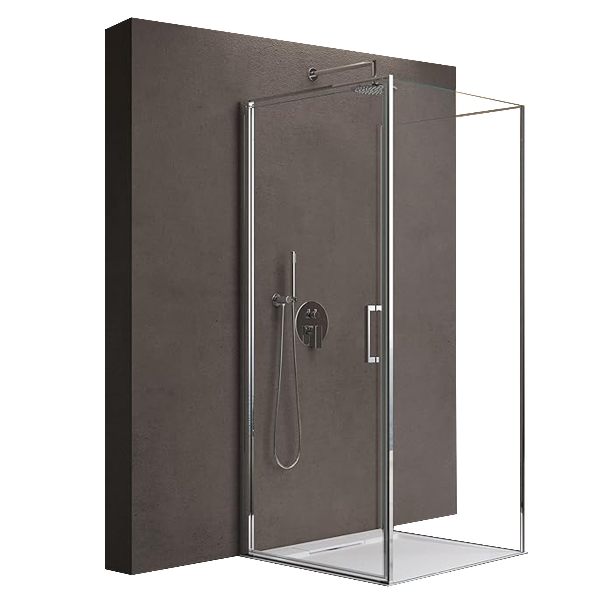 doporro Grossraumdusche Duschkabine 90x90cm U-Form 8mm ESG mit Nano-Beschichtung Rav36UK, BxT: 70x75 cm, Einscheibensicherheitsglas, Hebe-und Senkmechanismus, 15mm Verstellbereich