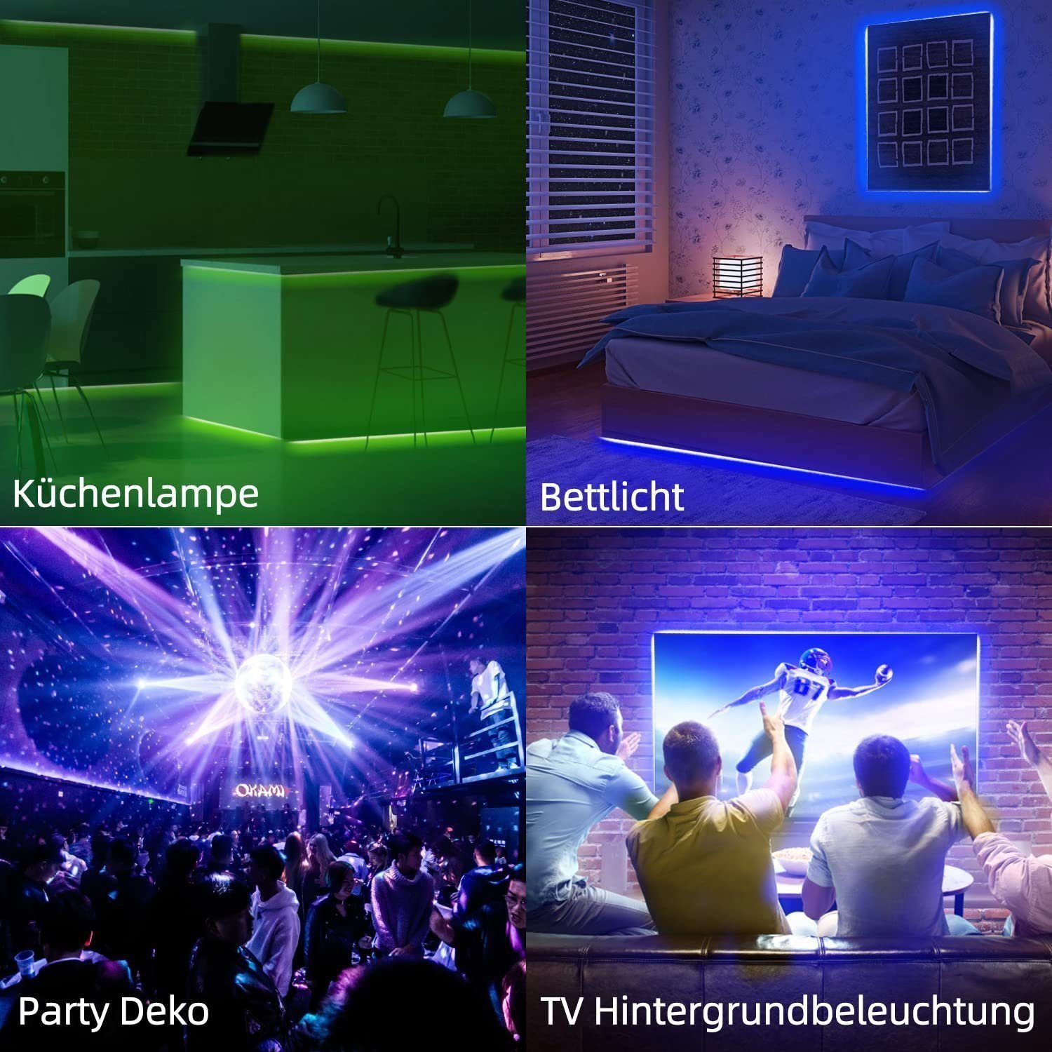 ZMH LED-Streifen RGB einstellbar mit Fernbedienung App LED-Streifen Whonzimmer, 20M, Music Sync mit Ferbedienung RGB Esszimmer Flur