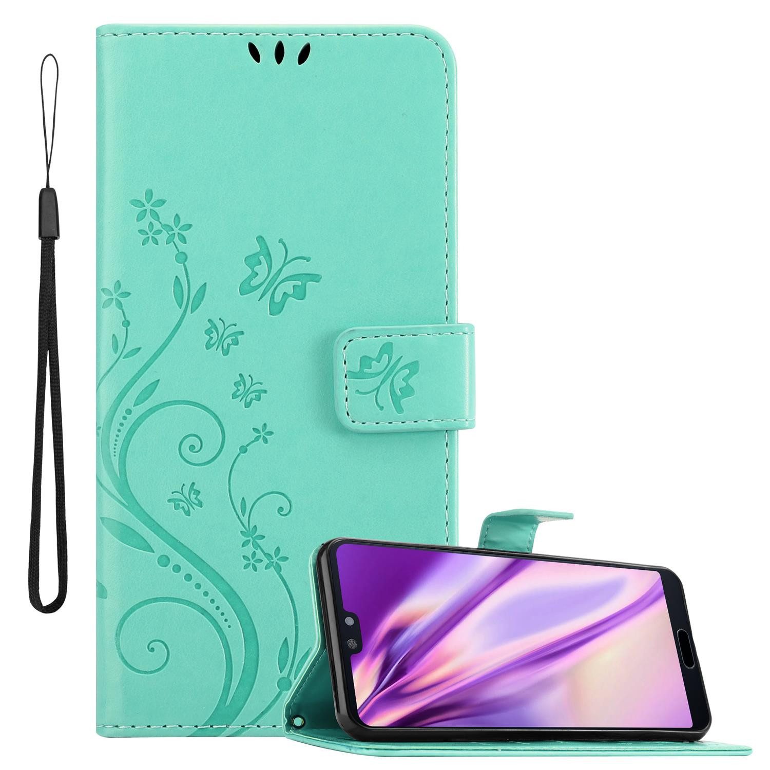Cadorabo Handyhülle für Huawei P20 Hülle Huawei P20, Hülle Schutzhülle Blumen Flower mit Standfunktion Kartenfach Magnet