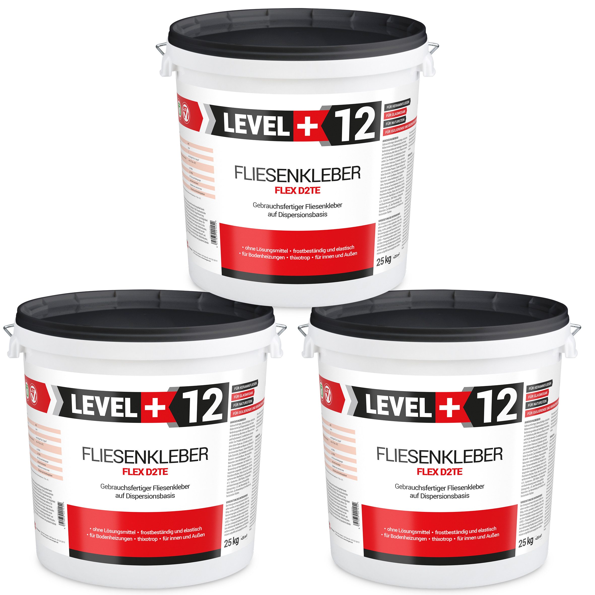 Level+ Dispersionskleber LEVEL+ Fliesenkleber Fertig Dispersionkleber Flexmörtel L+12 - 75KG