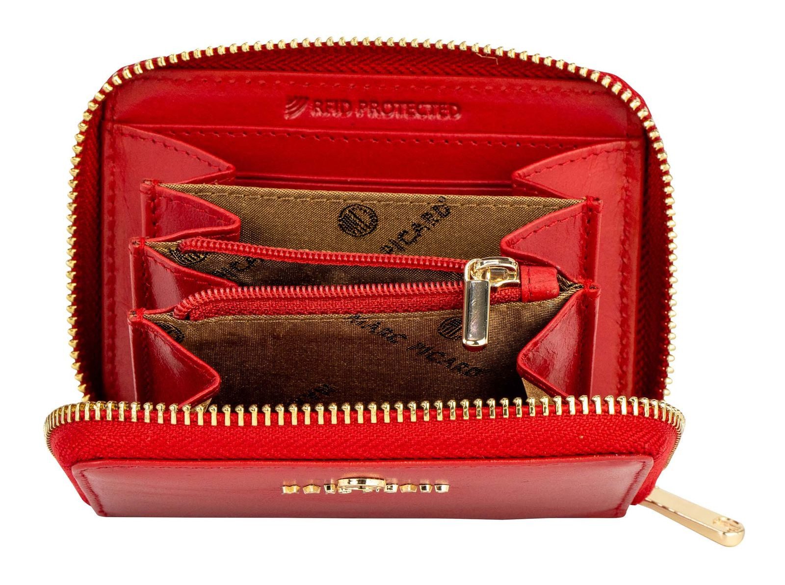 Marc Picard Geldbörse Zip Wallet, aus echtem Rindsleder mit RFID-Blocker Schutz