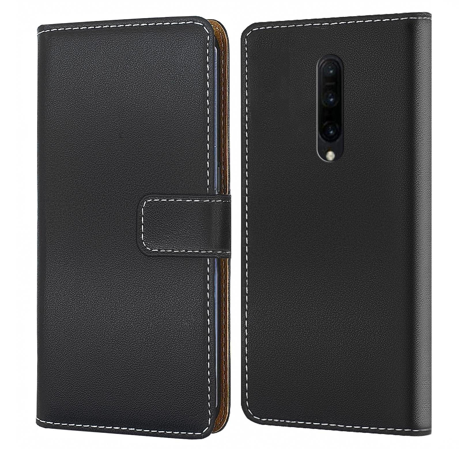 Numerva Handyhülle Bookstyle Etui Handytasche für OnePlus 7 Pro, Schutzhülle Klapphülle Flip Cover Schwarz