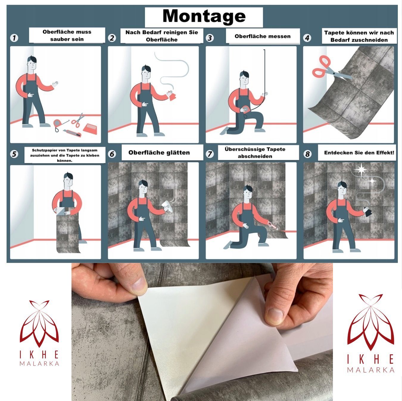 IKHEMalarka 3D-Tapete Selbstklebende PVC Folie Klebefolie, Aufkleber, (4,5m), 0.8mm stark. 1 Role = 4,5m²