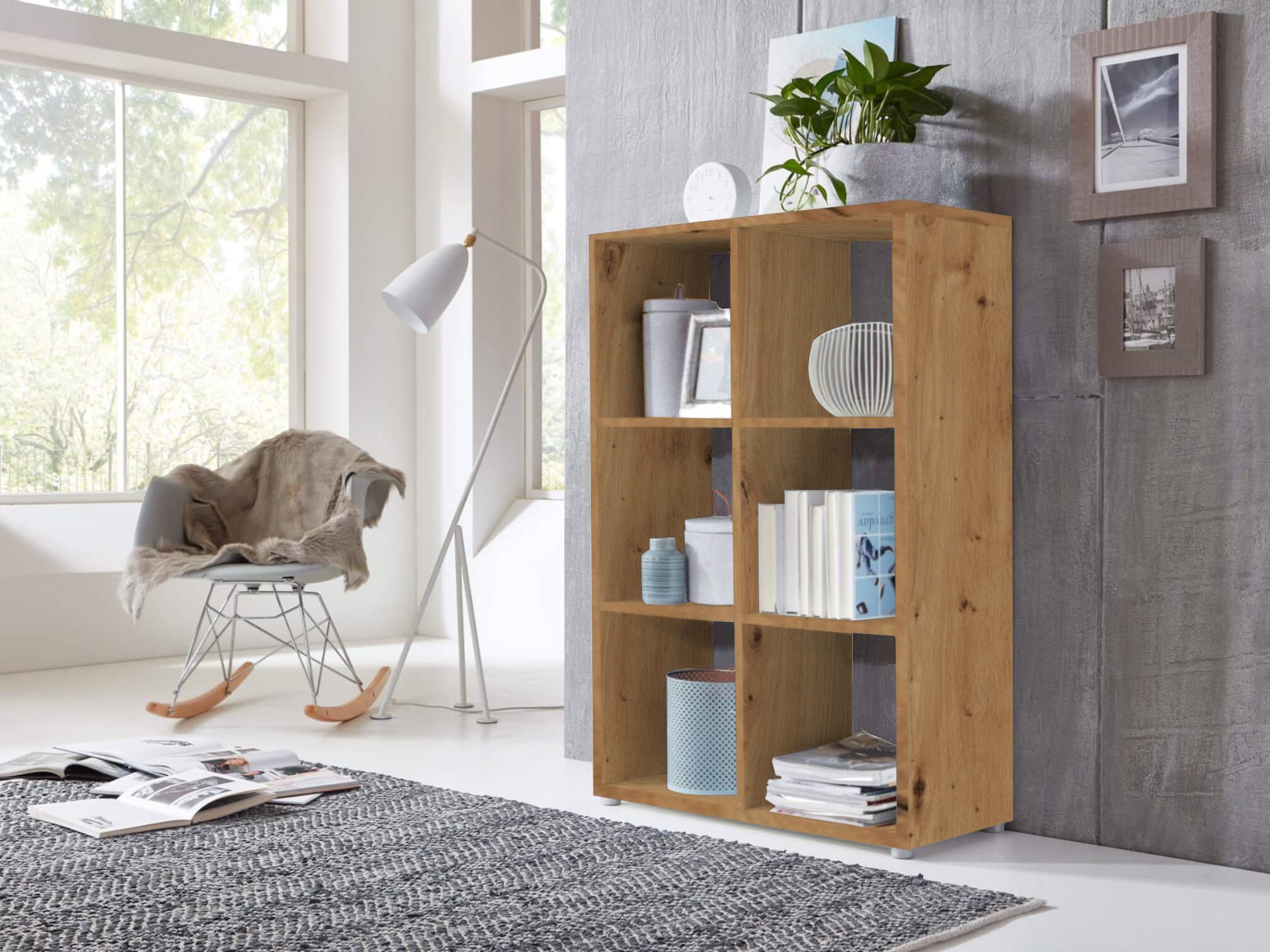 BMG Möbel Standregal NIZZA, Aktenregal, Würfelregal, Raumteiler mit 6 Fäche günstig online kaufen