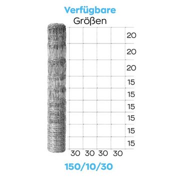 Roysson Garden Wildzaun Verzinkter Gartenzaun 150/10/30 x 50m Forstzaun Drahtzaun