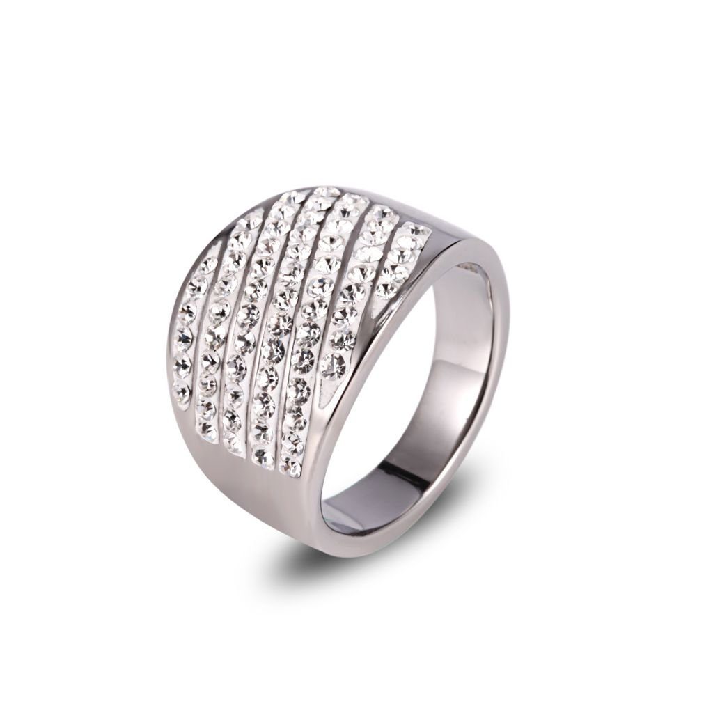 Vivance Fingerring Glamour Crystal Ring aus Edelstahl mit weißen Steinen besetzt
