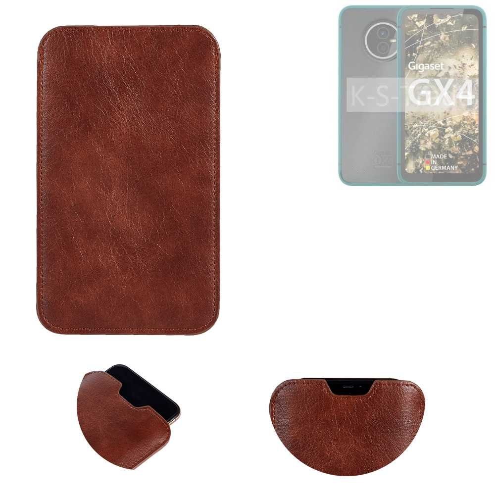 K-S-Trade Handyhülle für Gigaset GX4, Schutzhülle Handyhülle Handytasche Kunstleder Sleeve in braun
