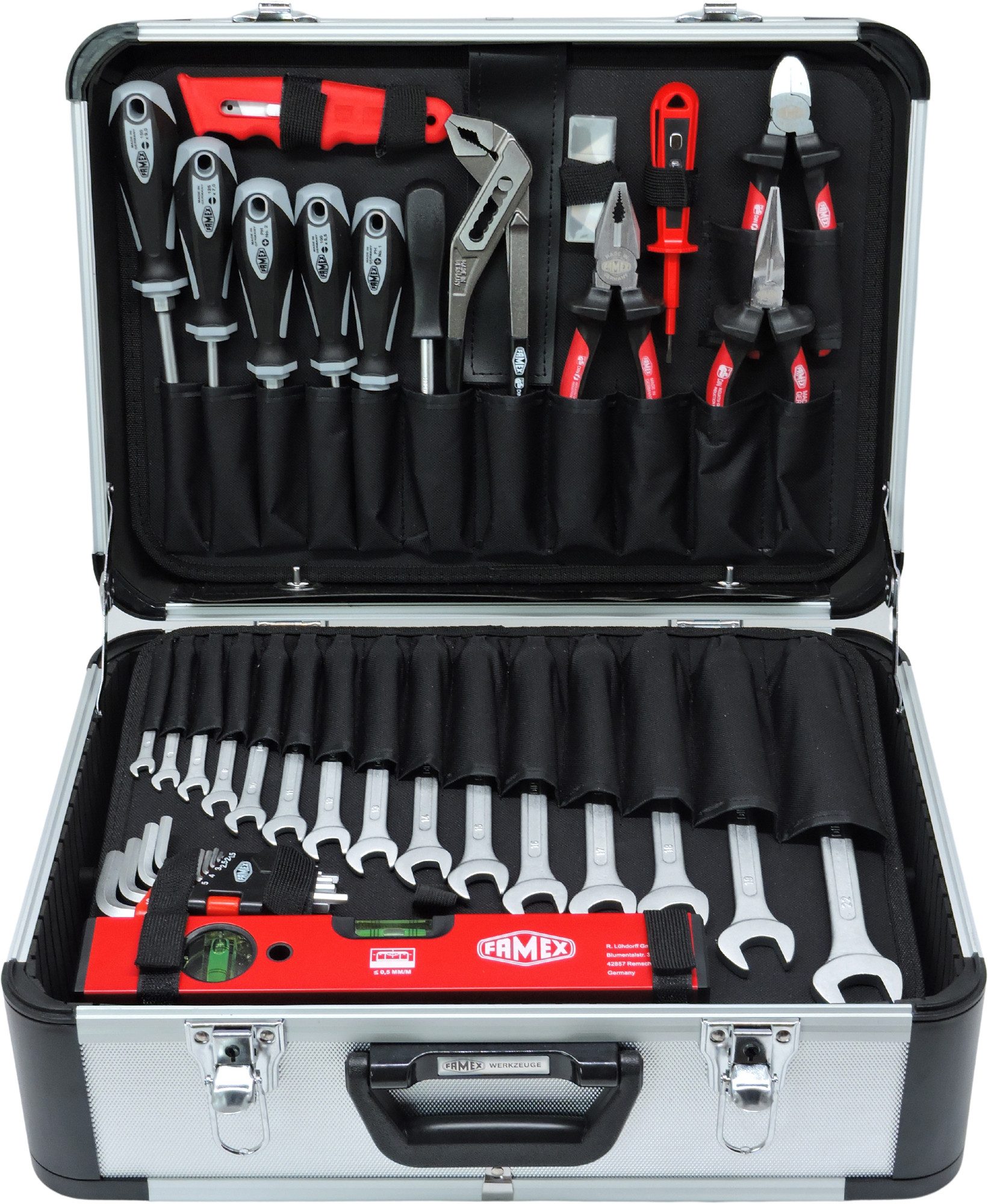 FAMEX Werkzeugset 729-87 Profi Werkzeugkoffer, (Werkzeugkiste, Werkzeugkasten, 113-tlg), PROFESSIONAL, CV-Stahl