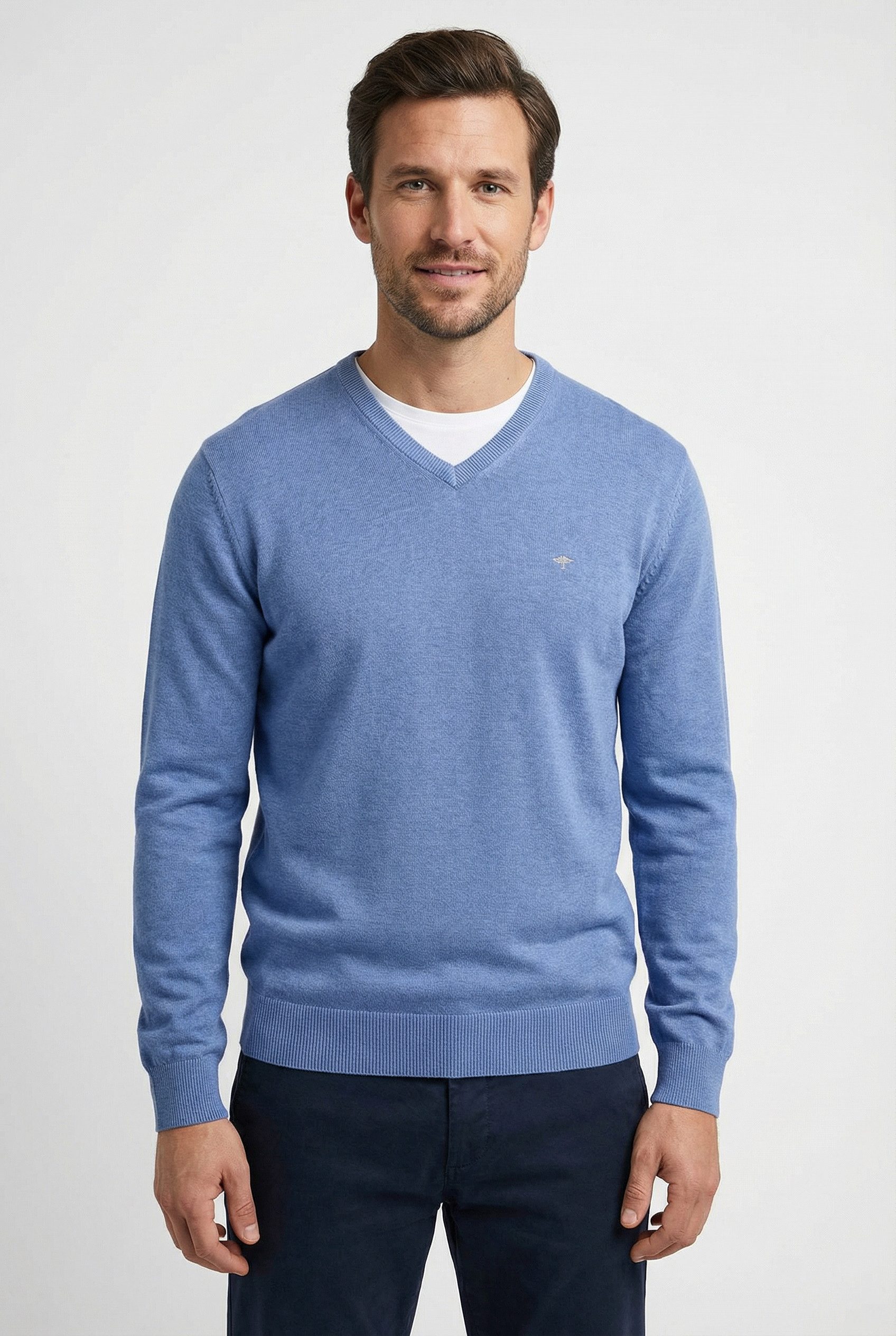 FYNCH-HATTON Strickpullover aus Baumwolle, mit V-Ausschnitt, bequeme Passform