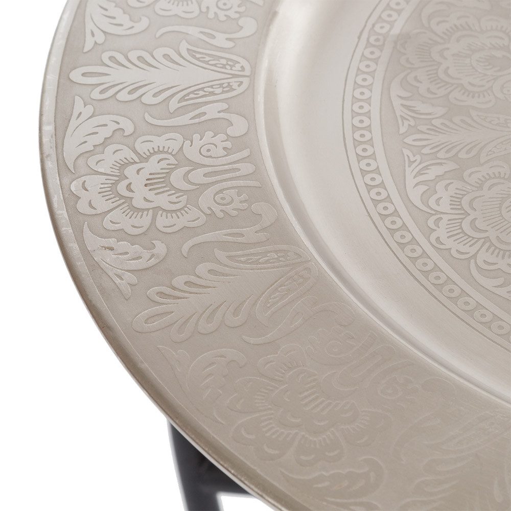 Myflair Möbel & Accessoires Beistelltisch Beistelltisch TEATIME silber schwarz orientalischer Teetisch aus Metal