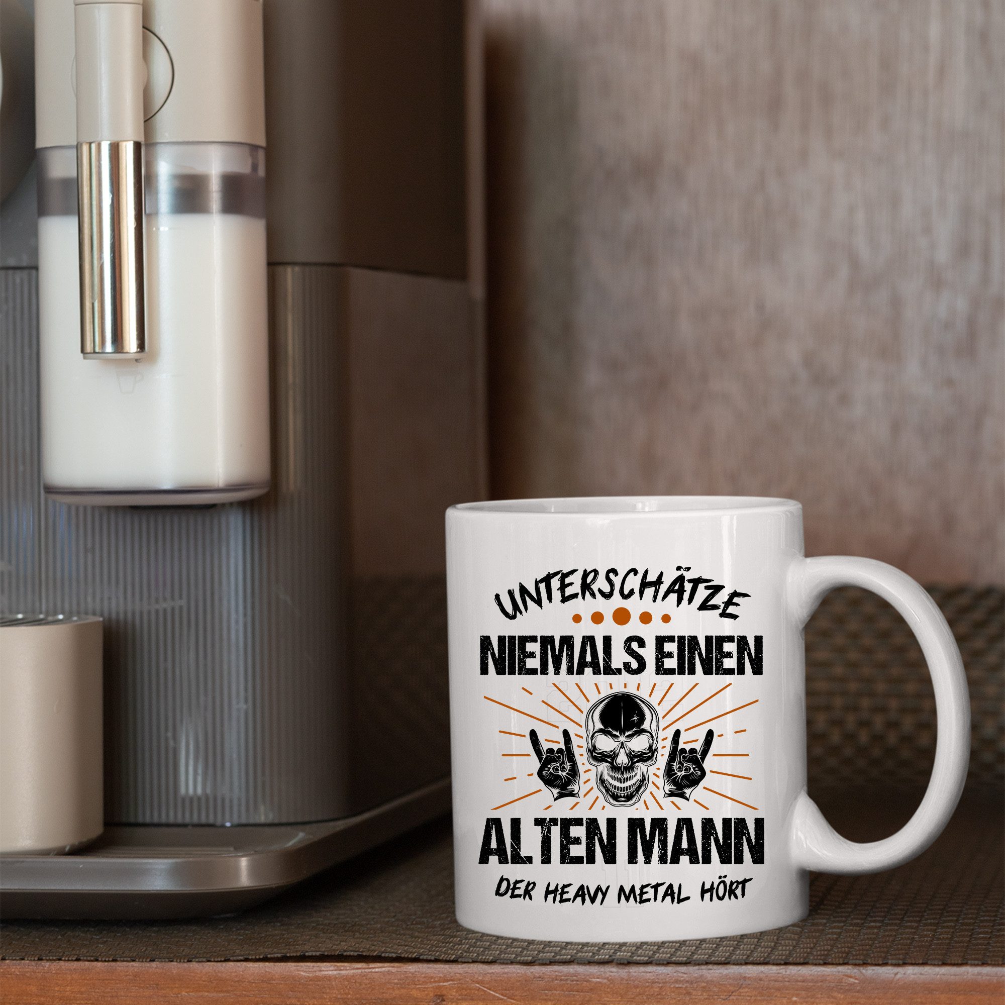 Printmacher Tasse Heavy Metal Tasse, Alter Mann Heavy Metal hören Tasse, Keramik