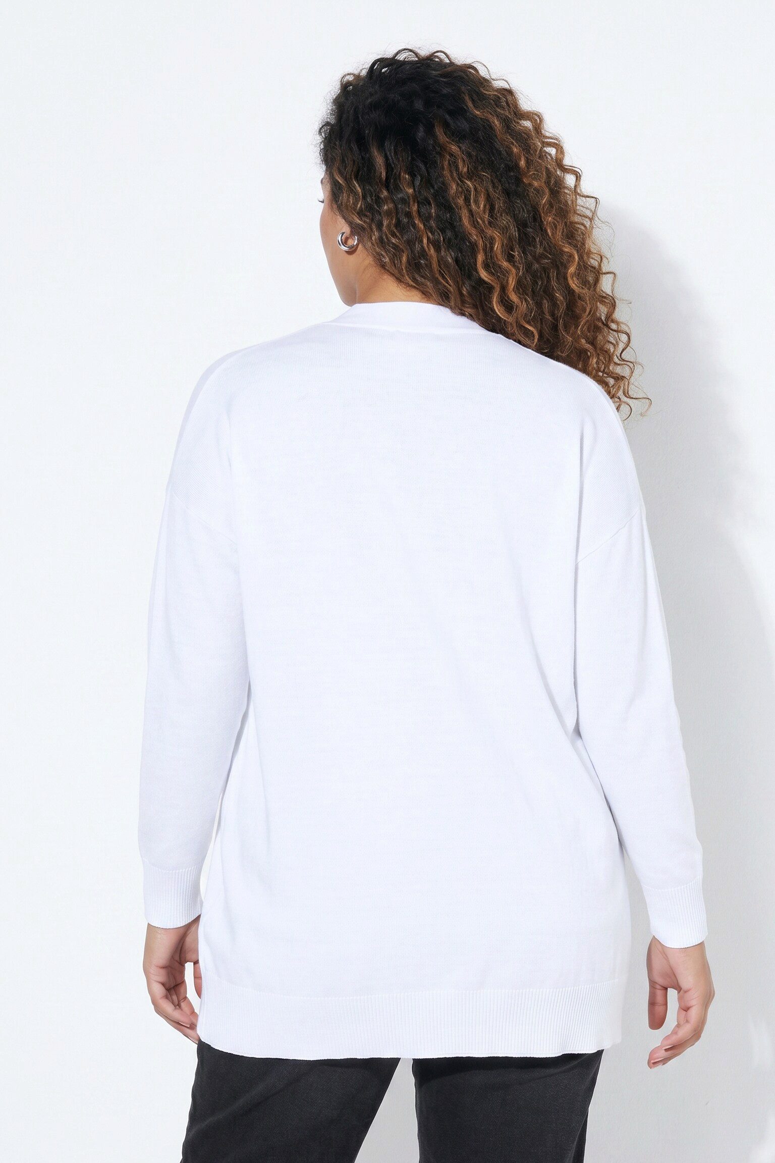 MIAMODA Strickjacke Strickjacke Loose Fit Blüten-Stickereien