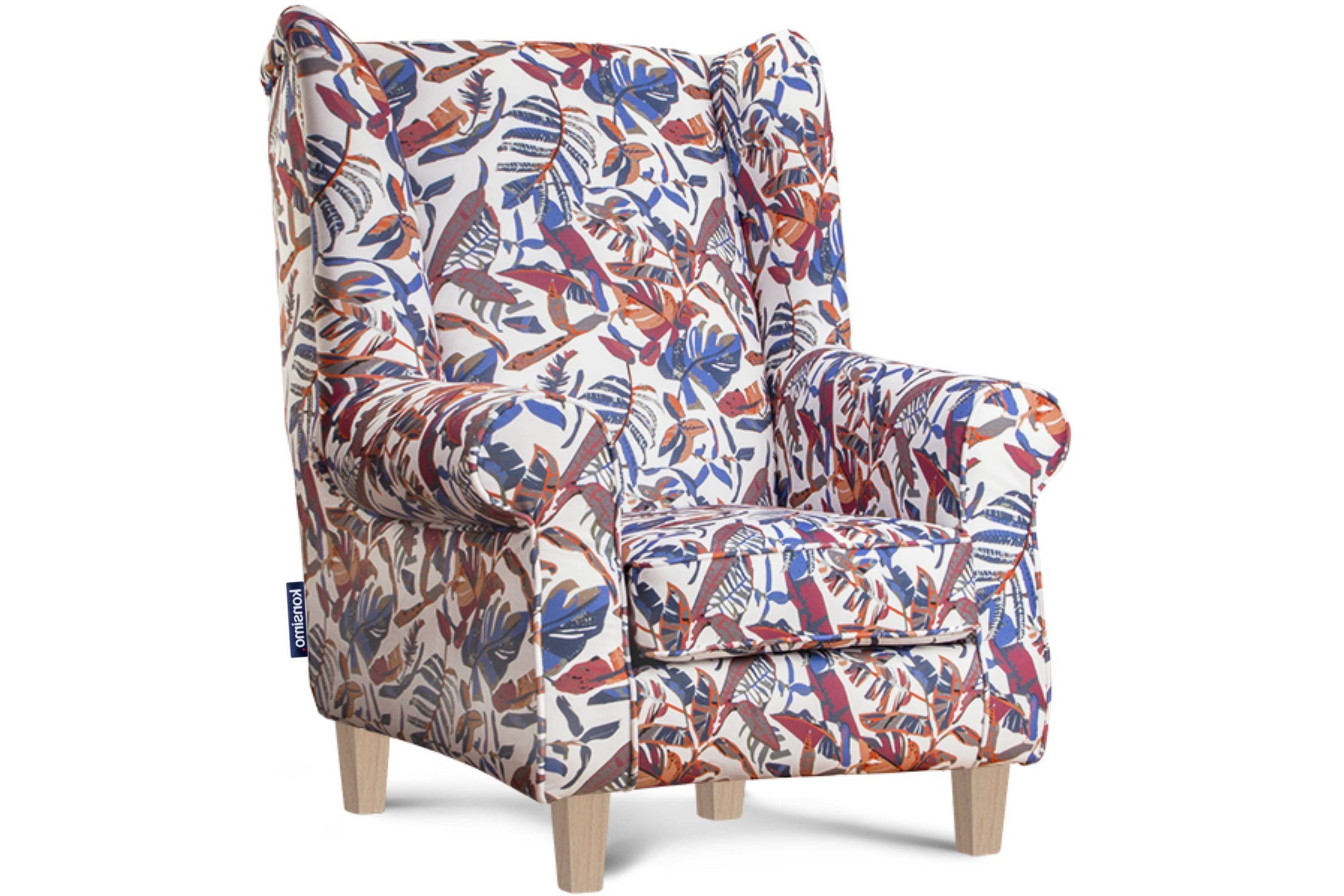 KONSIMO® Ohrensessel MILES Gepolsterter Sessel, mit Armlehnen, Massivholzbeine