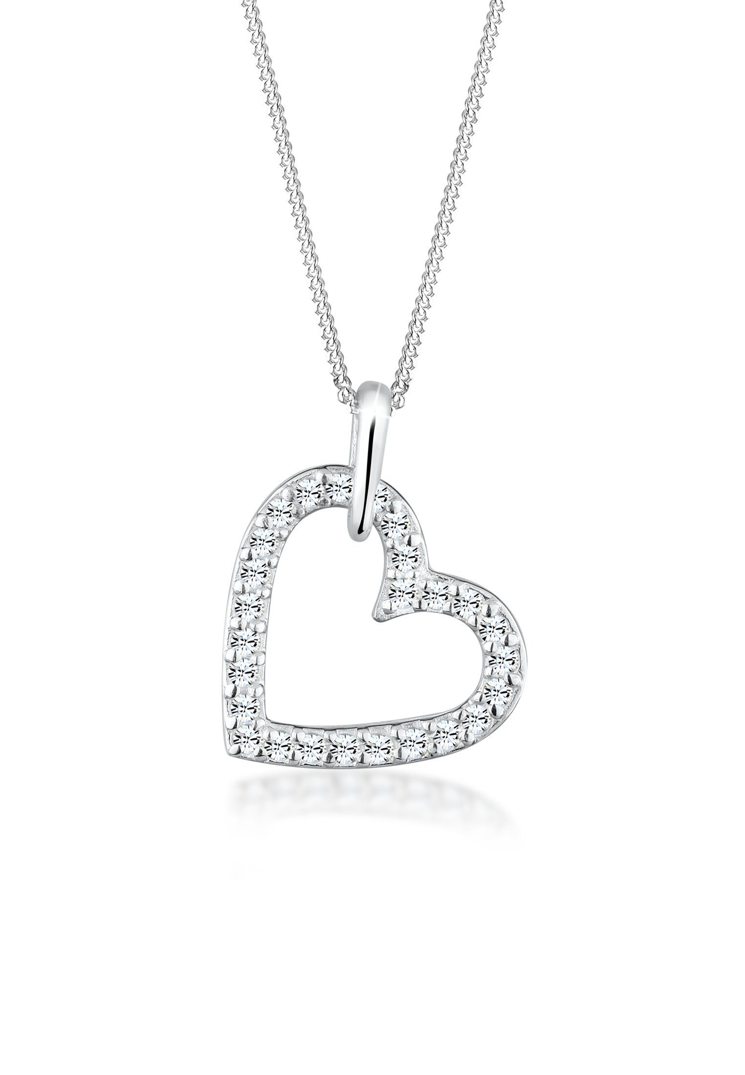 Collierkettchen Herz Anhänger 925 Silber, mit Kristallen von Swarovski®