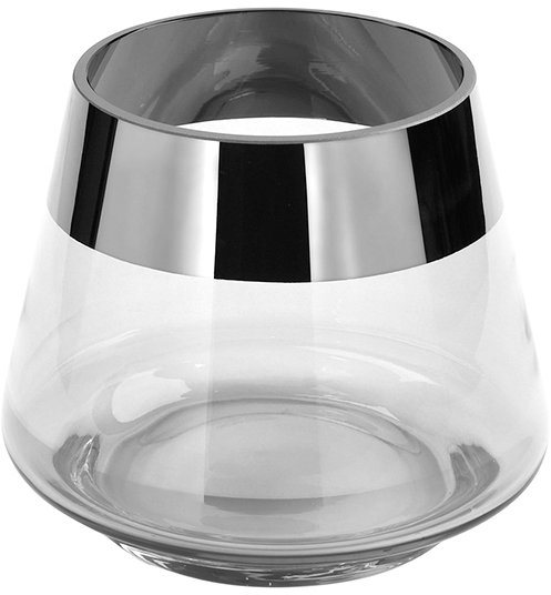 Fink Teelichthalter JONA (Set, 2 St), Windlicht, aus mundgeblasenen Glas, Ø  ca. 11 cm, Eigenschaft: mundgeblasen, silberfarbender Rand