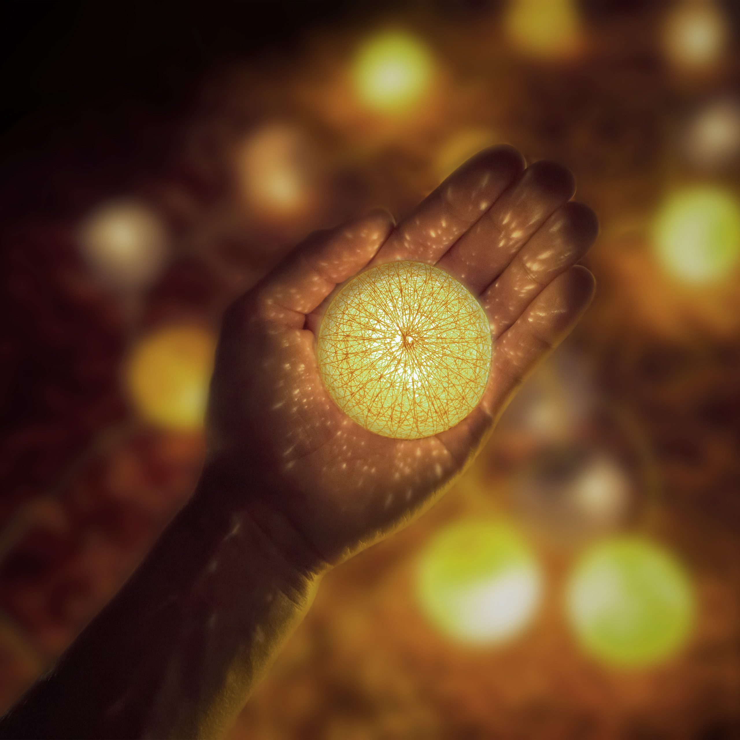 relaxdays LED-Lichterkette mit 10 Kugel, Weiß-Grau-Braun