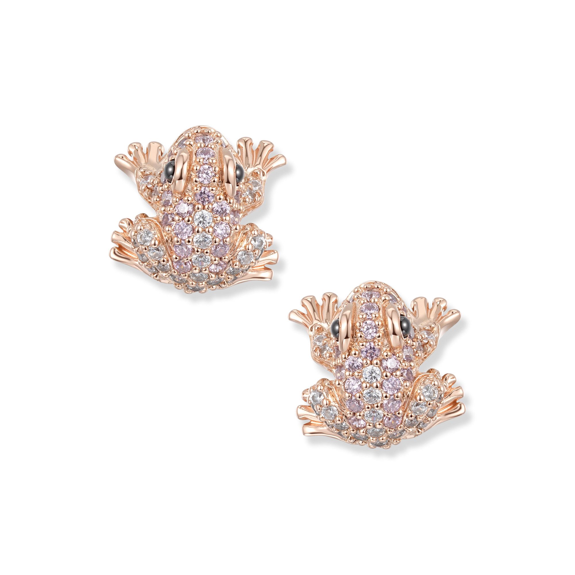 Seinerzeit FLORA & FAUNA Paar Ohrstecker Louisa Frosch Ohrringe, Material: 925 Sterling Silber, rosé vergoldet