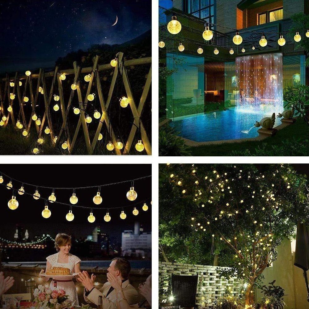 50LEDs Kugeln Garten Innen Warmweiß Deko 9.5m Party Warmweiß, LED-Lichterkette 100/50/30 Solarleuchte IP44 oyajia Außen, Buntes LEDs Licht Lichterkette Licht Kaltesweiß,