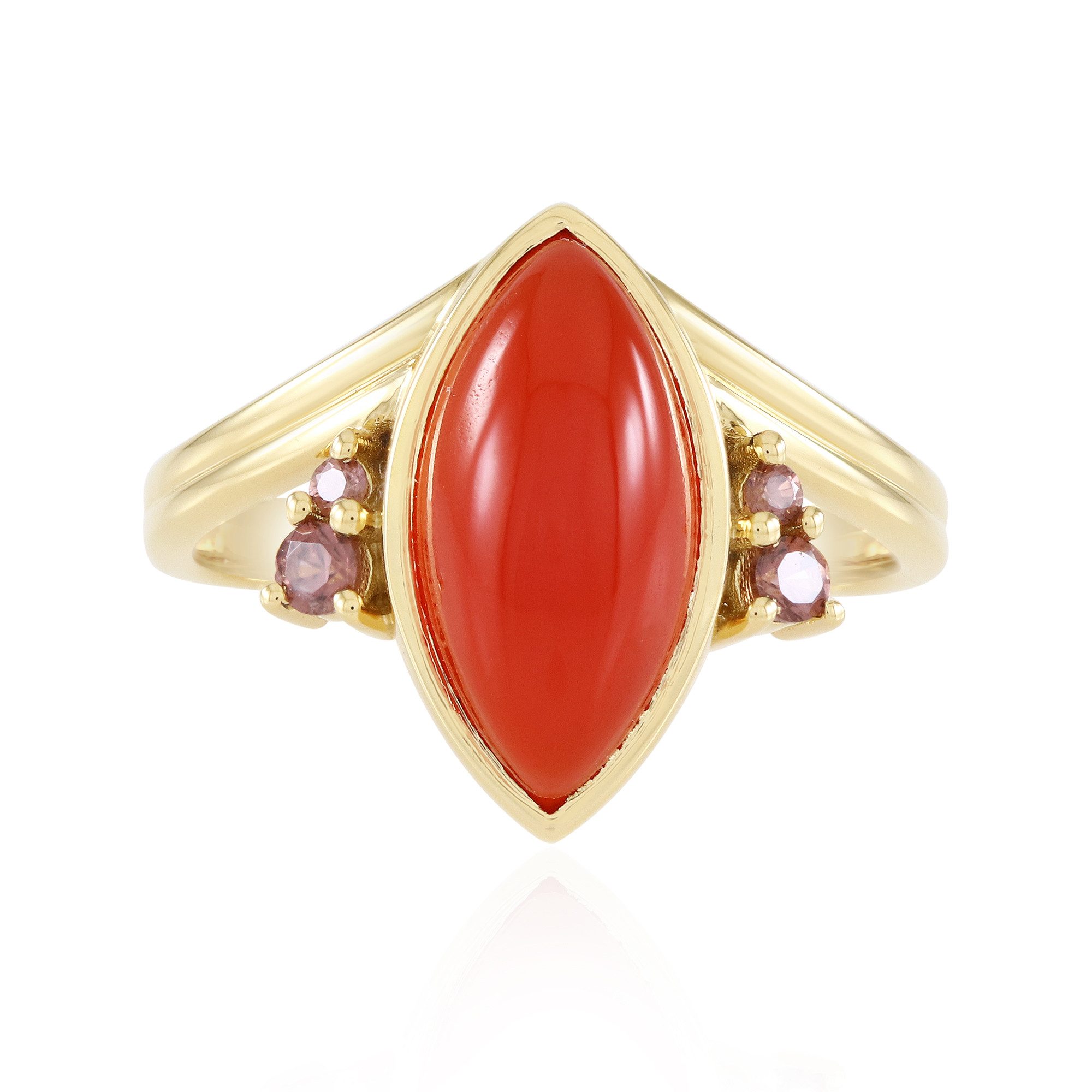 Cavill Silberring Marquise Karneol Vergoldeter Silberring (1-tlg)