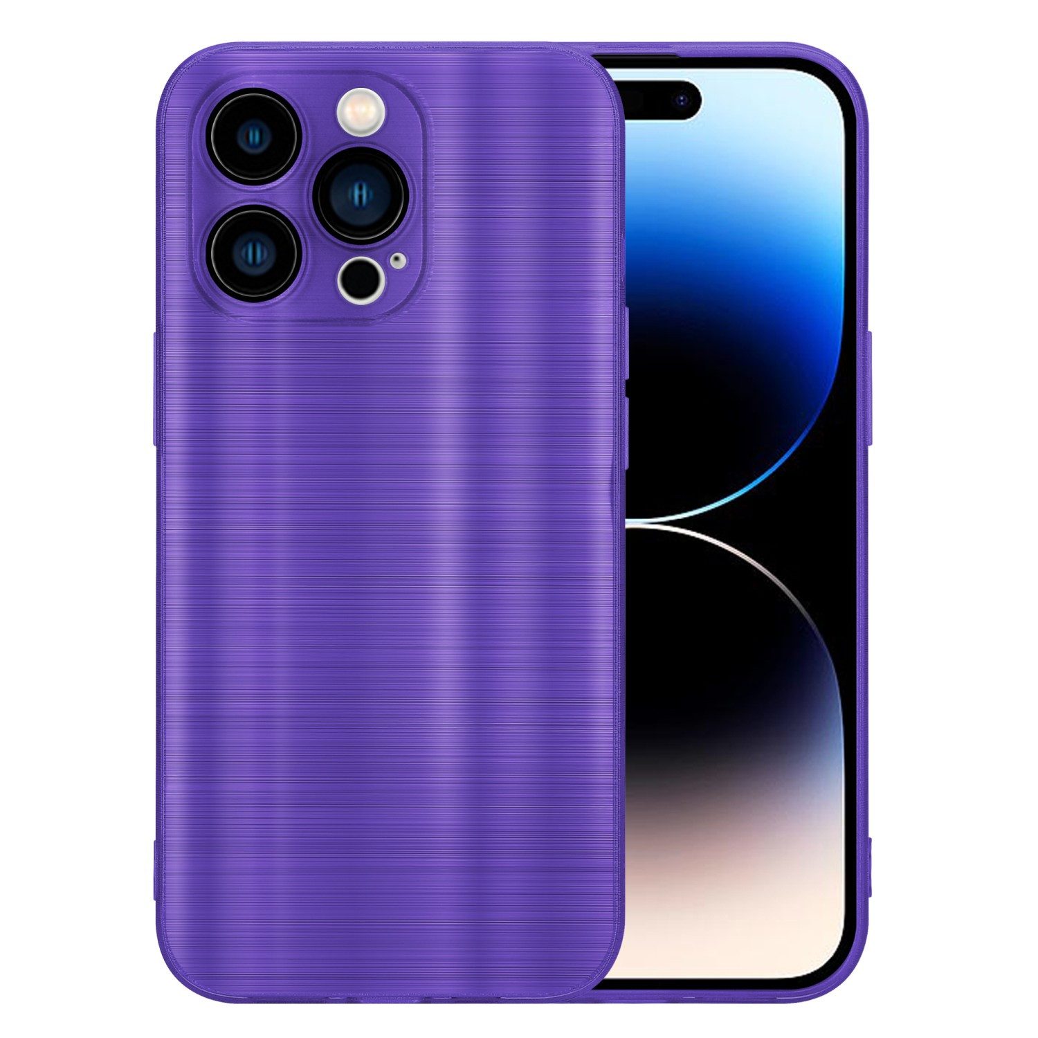 Cadorabo Handyhülle für iPhone 14 PRO MAX Hülle Apple iPhone 14 PRO MAX, Schutzhülle - TPU Silikon Hülle - im Brushed Design
