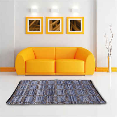 Teppich, Bestlivings, rechteckig, Flickenteppich aus Jeansstoff, handgefertigter "Jeans" Fleckerlteppich, 50x80cm bis 160x230cm