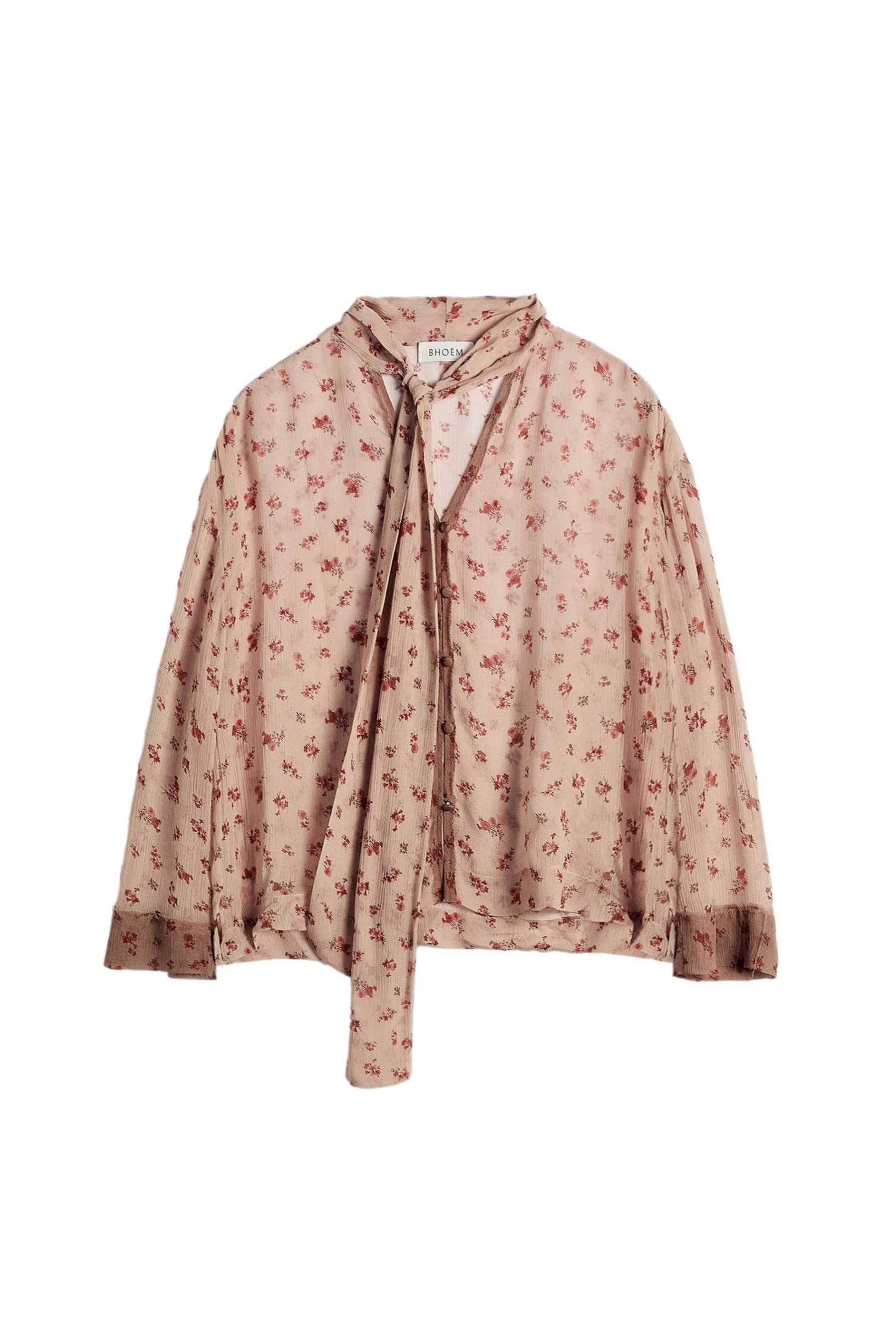 Bhoem Druckbluse BHOEM Fließende Bluse mit Print und Schaldetail (1-tlg)